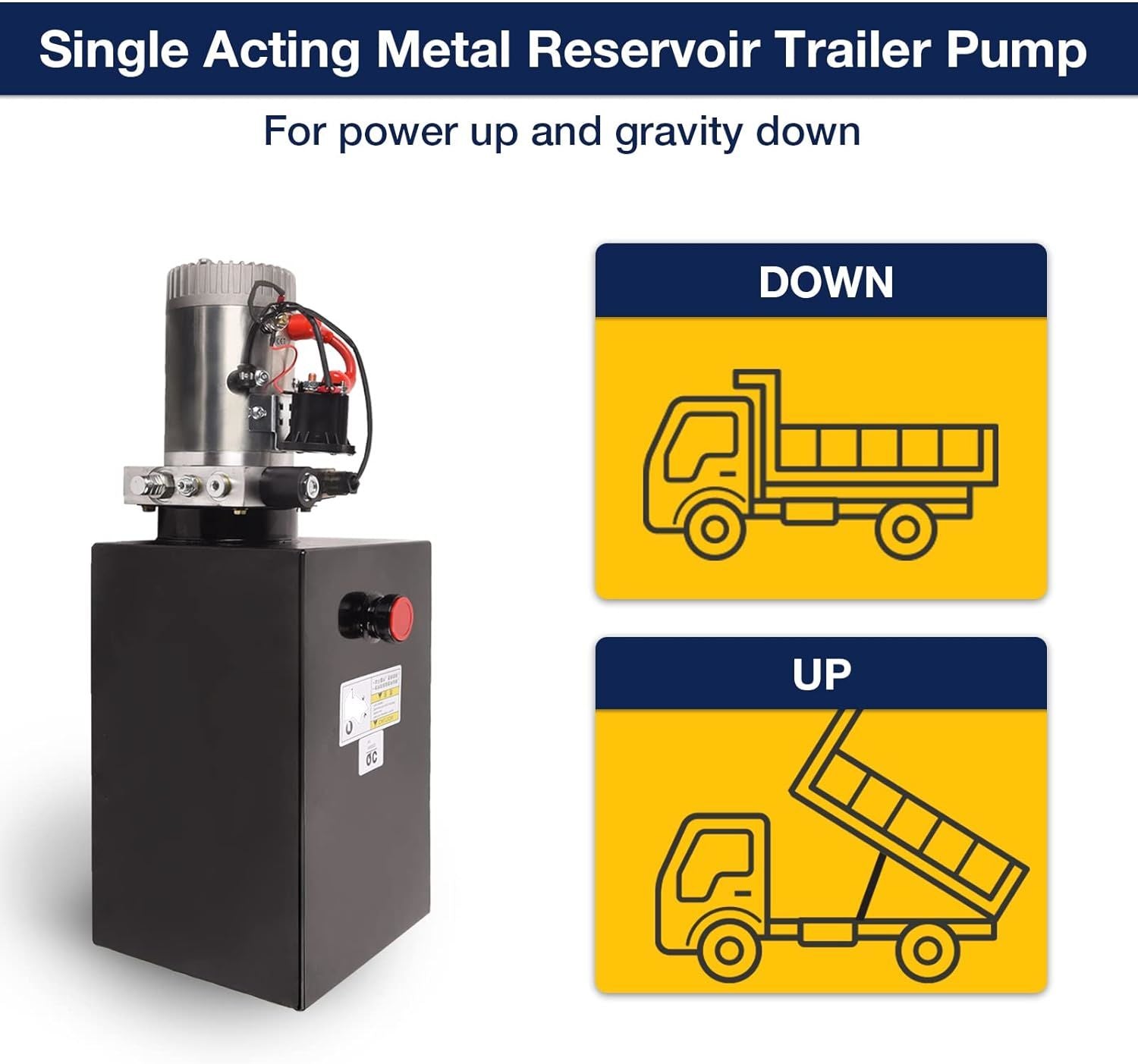 15 Quart Hydraulic Power Unit 12V Single Acting Metal Reservoir Dump Trailer Pump w/Remote Control for Dump Trailer Car Lifting