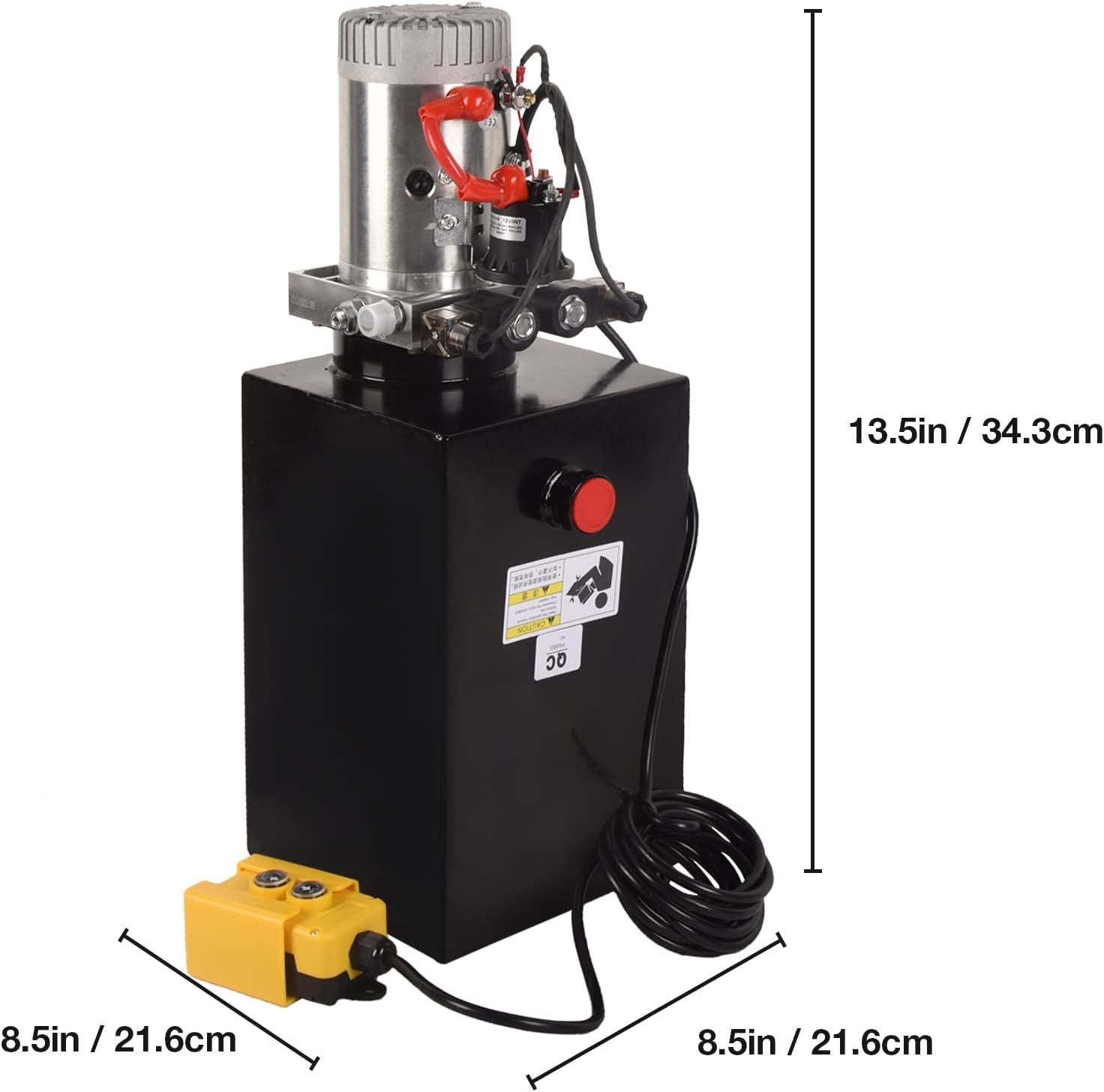 15 Quart 3.9 Gallon Hydraulic Power Unit DC 12V Double Acting Metal Reservoir Dump Trailer Pump w/Remote Control for Dump Trailer Car Lifting