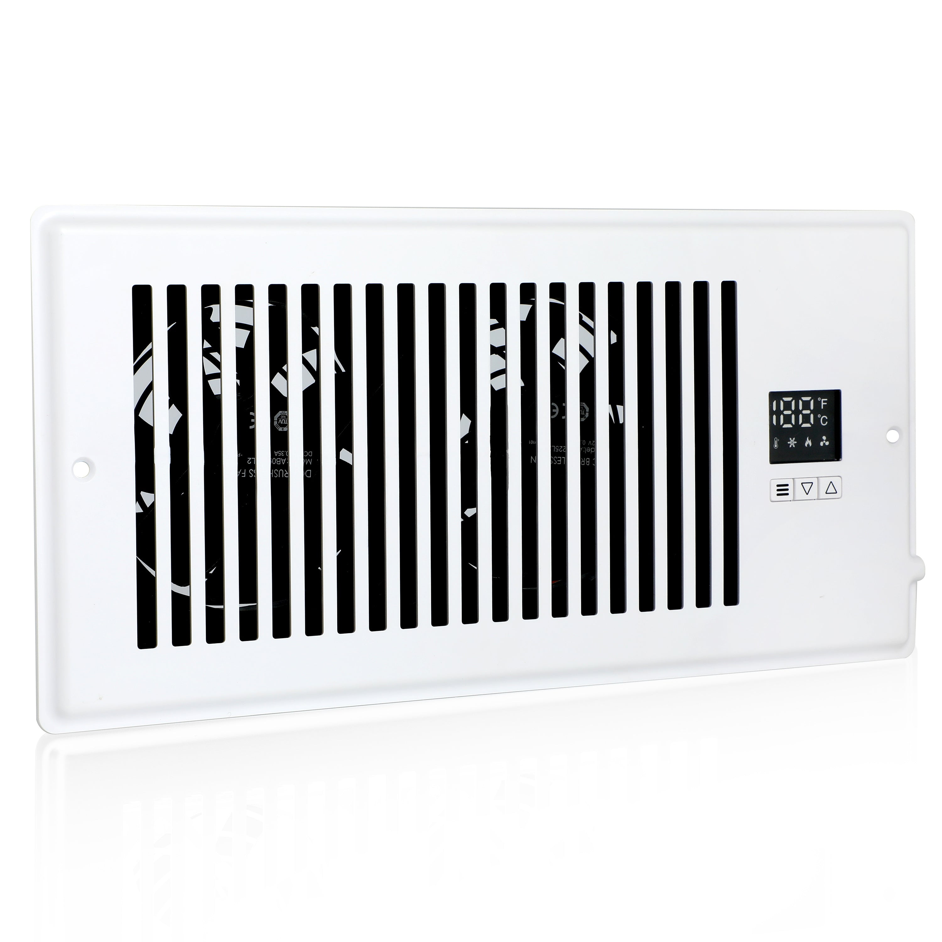10 Inch Register Booster Fan with Thermostat, High Velocity Ventilation Fans with 10 Gear Wind Speed Switch and High Precision Thermal Probe, White