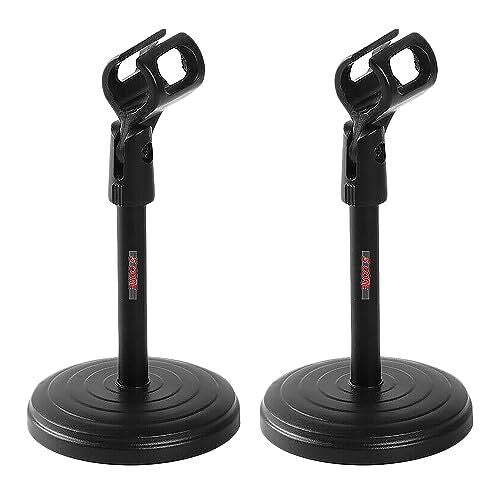 5 Core Desk Microphone Stand 2 Pack • Angle Adjustable Desktop Mic Stand • Table Mic Holder with Universal Mic Clip- MS RBS 2PK