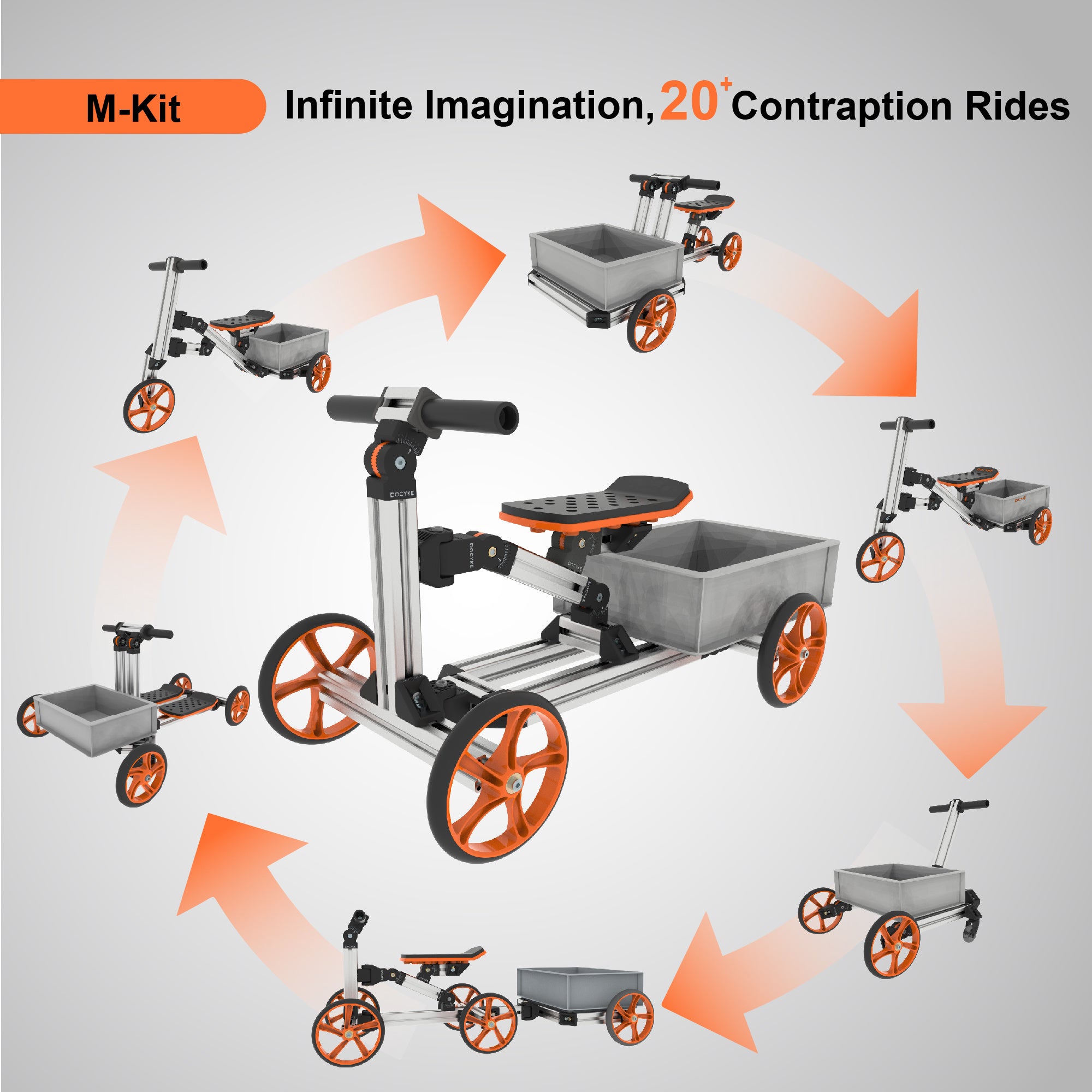 KidRock Buildable Kit 20 in 1 Kids Balance Bike No Pedal Toy for 1 to 6 Years Construction Construction Kit Kids Sit/Stand Scooter Most Popular M Kit 