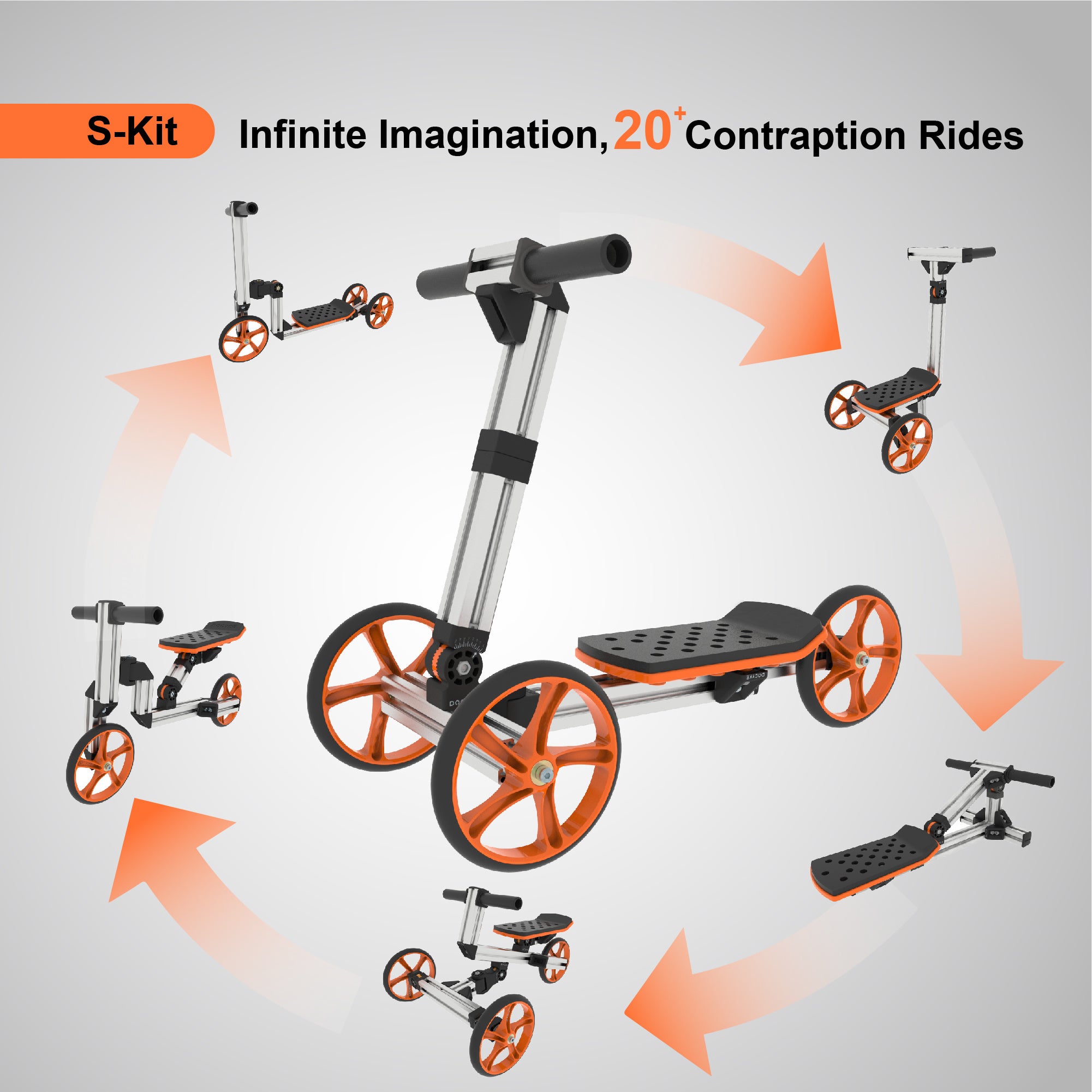 KidRock Constructible Kit 20 in 1 Kids Balance Bike No Pedals Toys for 1 to 4 Year Old Engineering Building Kit Kids Sit/Stand Scooter Most Popular S-