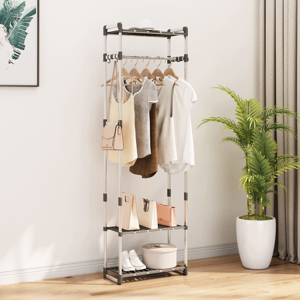 3-Tier Clothes Rack Silver 23.2"x11.4"x75.6" Aluminum