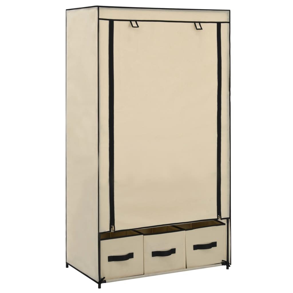 Wardrobe Cream 34.3"x19.3"x62.6" Fabric