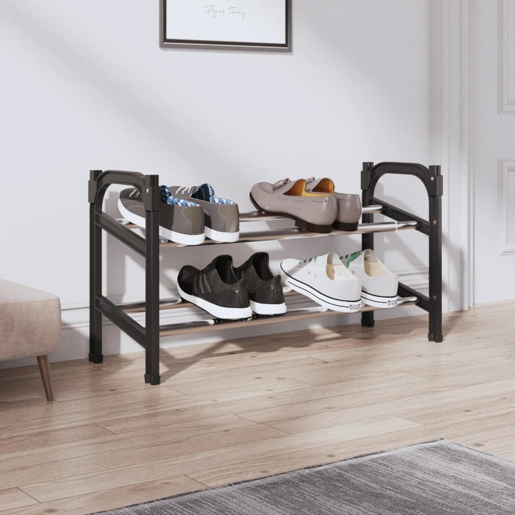 Extendable Shoe Rack with 2 Shelves 46.9"x9.4"x14.6"