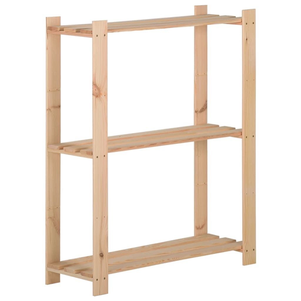 3-Tier Storage Rack 23.6"x11.2"x35.4" Solid Wood Pine