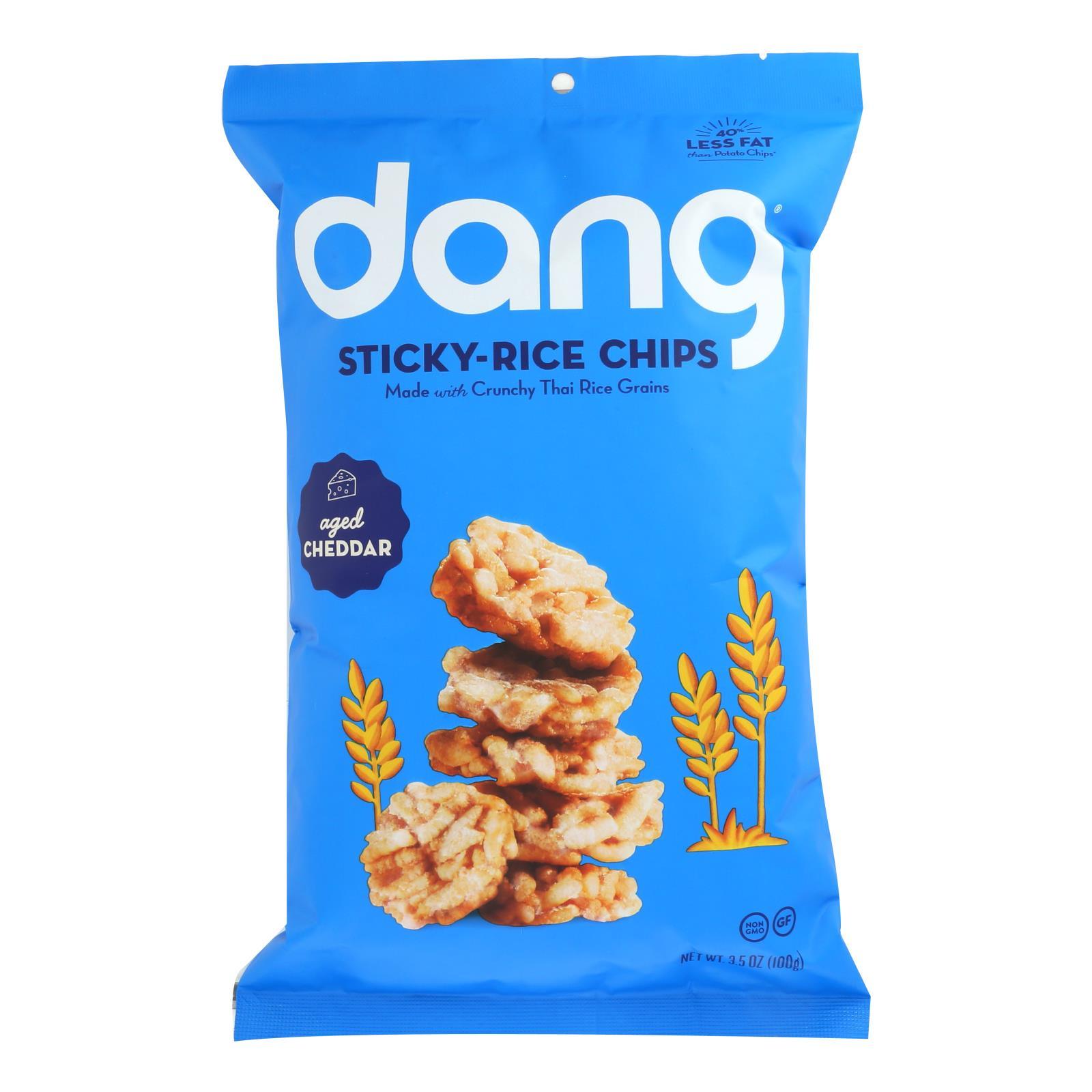 Dang - Sticky Rice Chips - Aged Cheddar - Case Of 12 - 3.5 Oz.