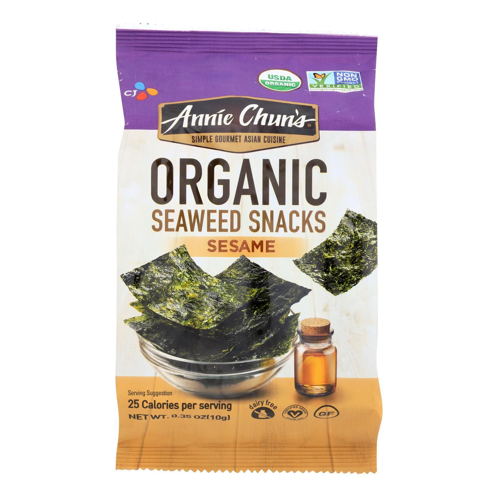 Annie Chun's Organic Seaweed Snacks Sesame - Case Of 12 - 0.35 Oz.