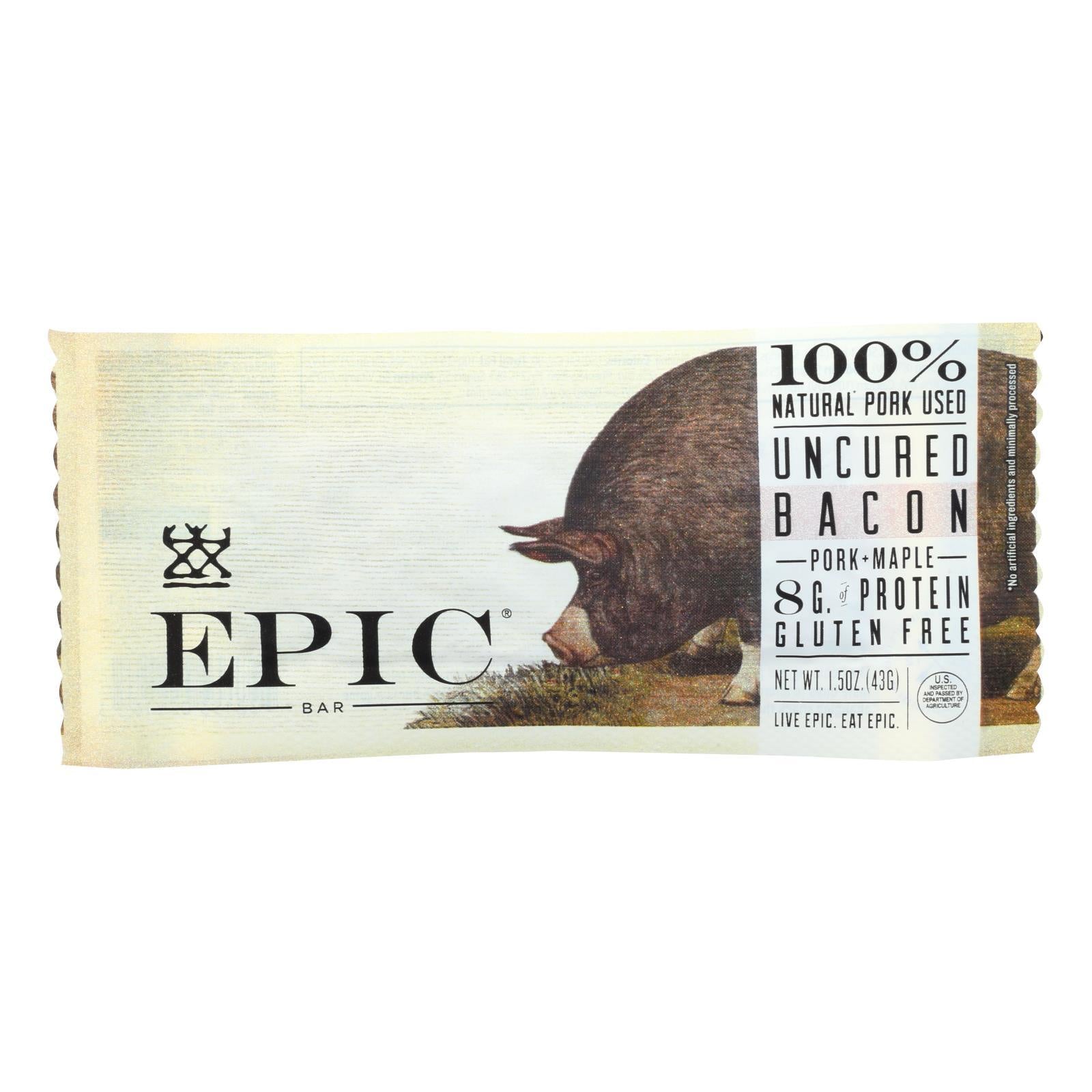 Epic - Bar - Pork - Maple - Uncured Bacon - Case Of 12 - 1.5 Oz