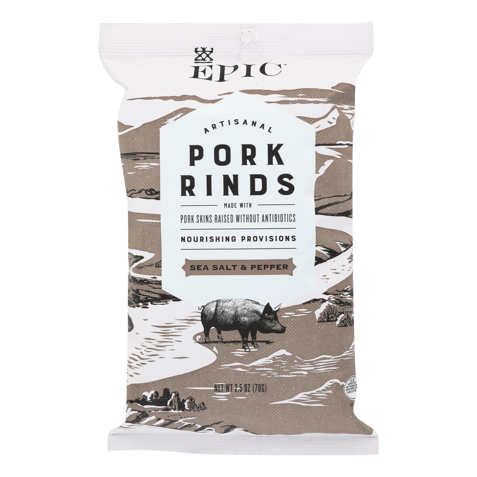 Epic - Pork Rinds - Sea Salt And Pepper - Case Of 12 - 2.5 Oz.