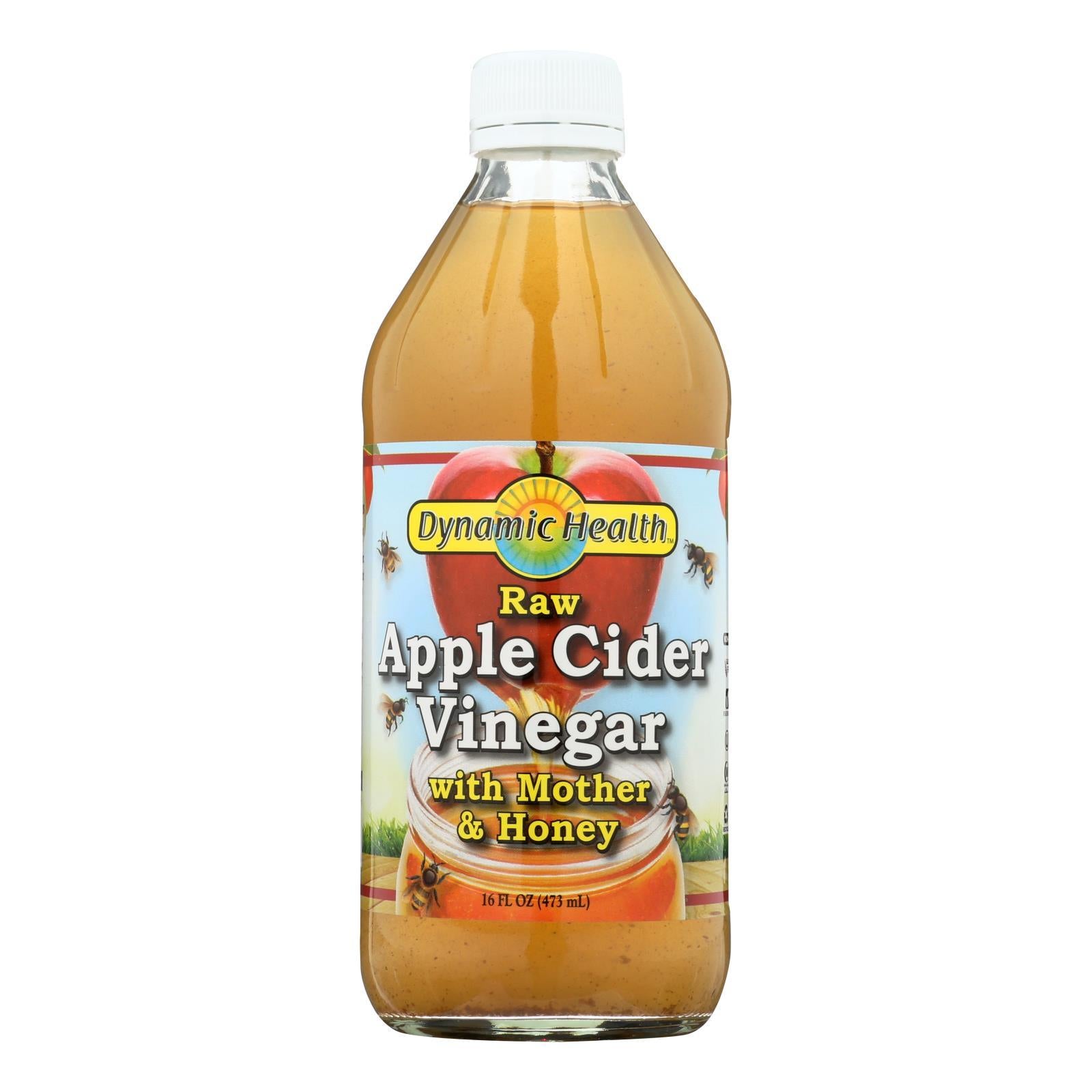 Dynamic Health Apple Cider Vinegar - With The Mother And Natural Honey - Glass Bottle - 16 Oz