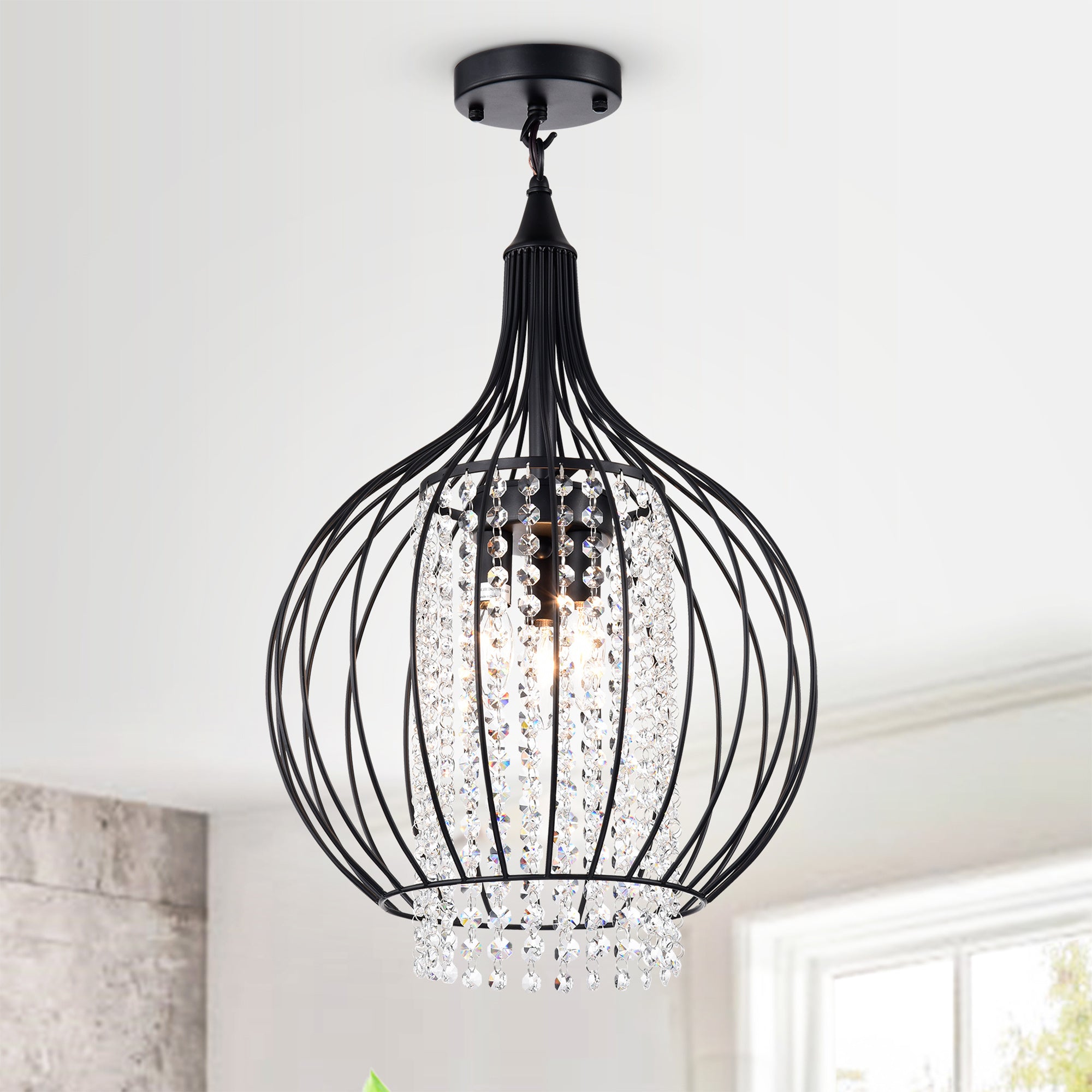 Rena Matte Black 3-light Chandelier