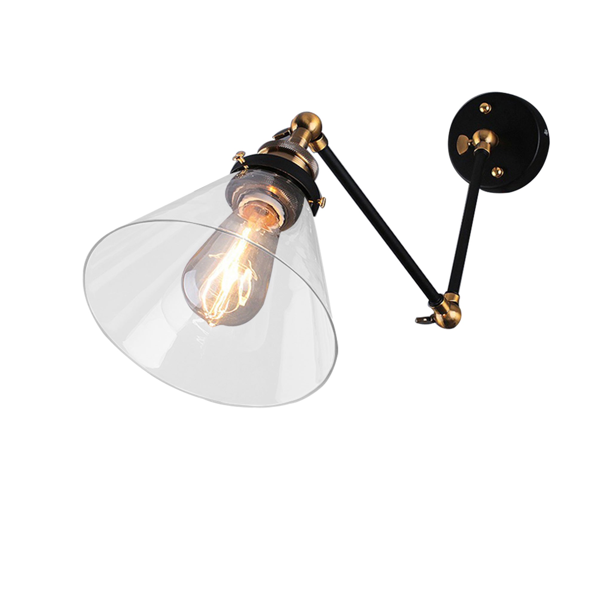 Laurentius Black 1-Light Sconce with Clear Glass Shade (includes Edison bulb)