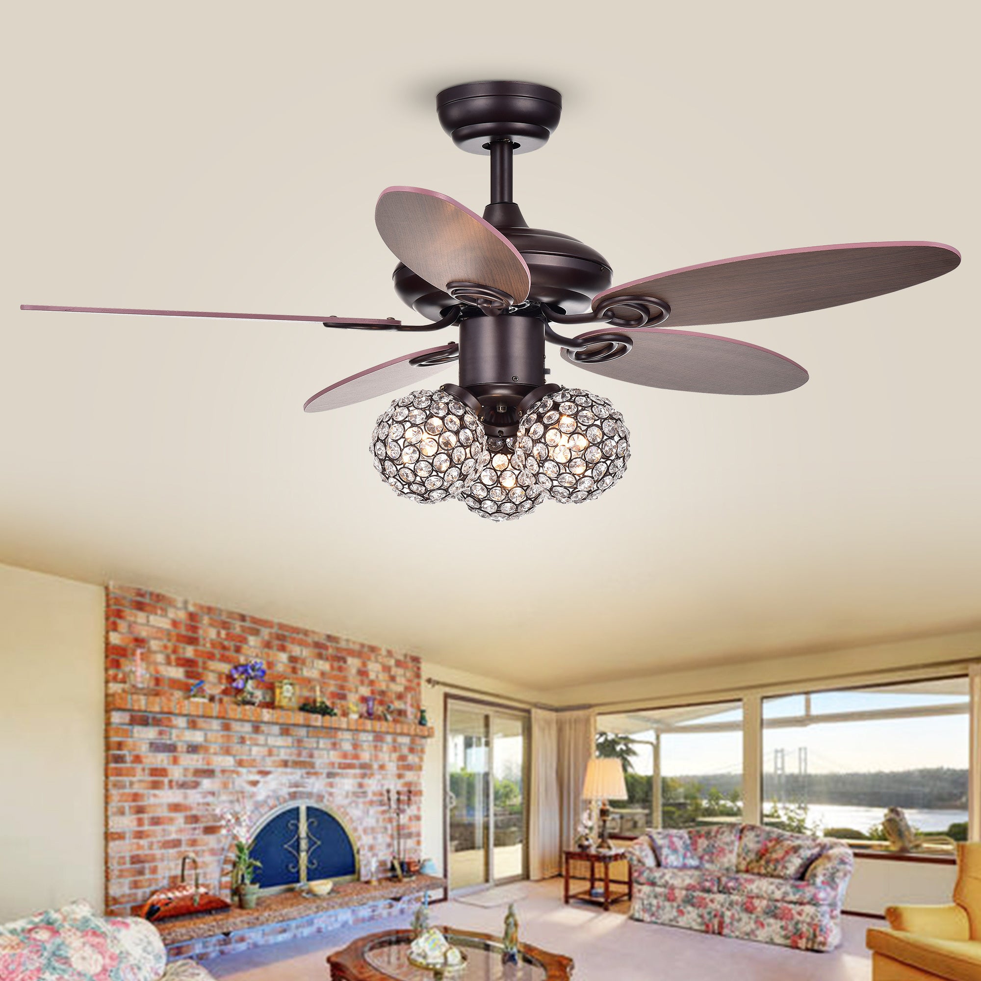 Casimer 5-blade 3-light Crystal Bronze 42" Ceiling Fan ( 2 Color Option Blades)