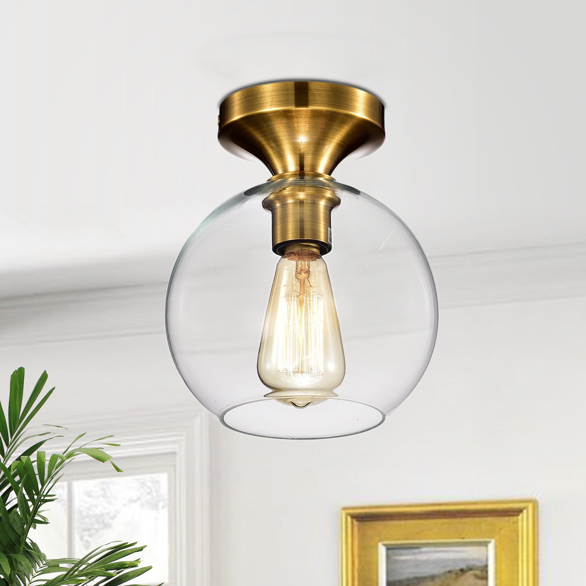 Gorden 1-light Satin Gold Flushmount Ceiling Lamp