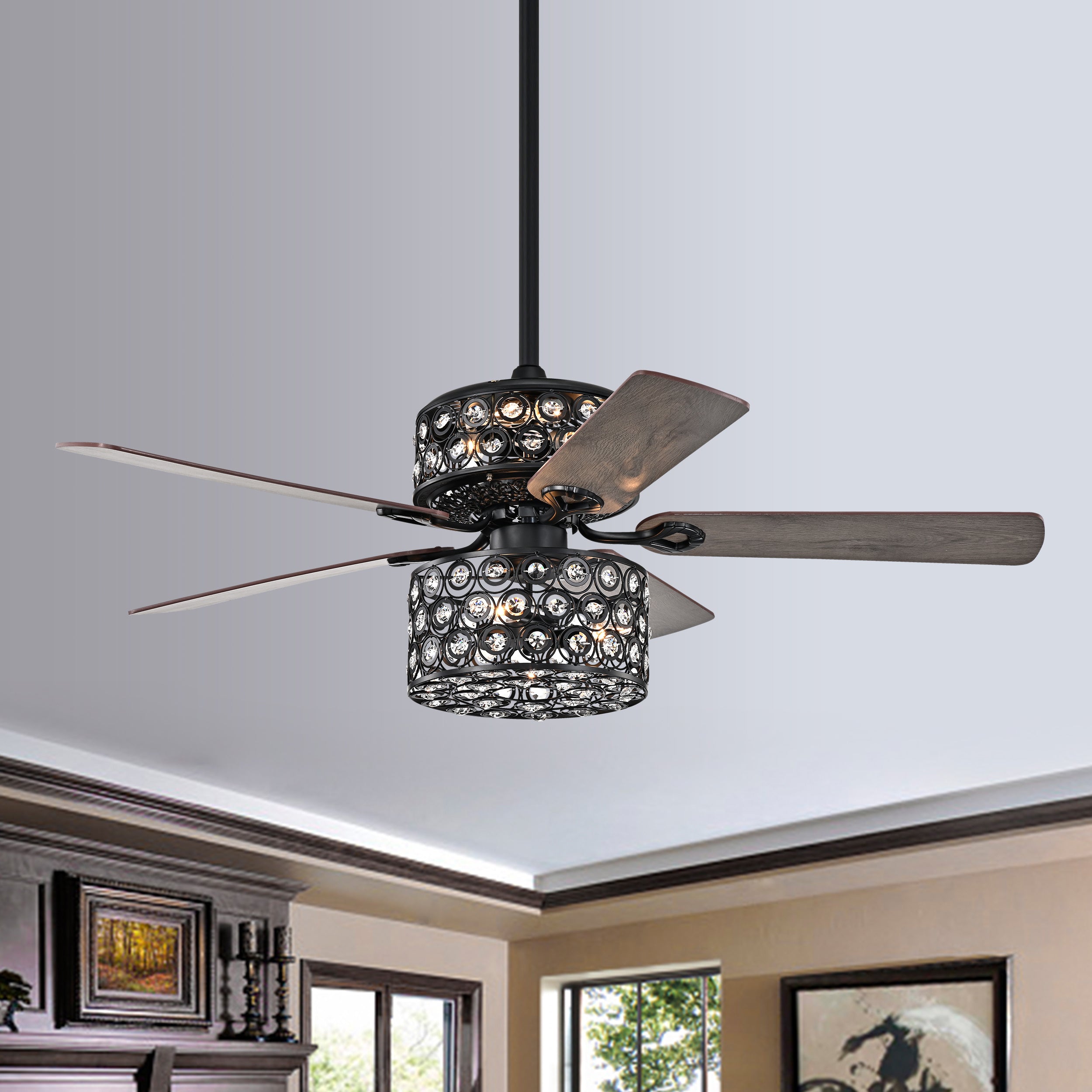 Haze Elle Matte Black 52-inch 5 Blade Ceiling Fan