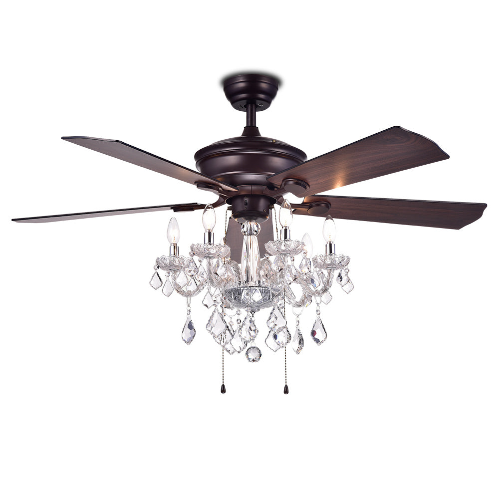 Warehouse of Tiffany Havorand 52-inch 5-blade Ceiling Fan with Crystal Chandelier