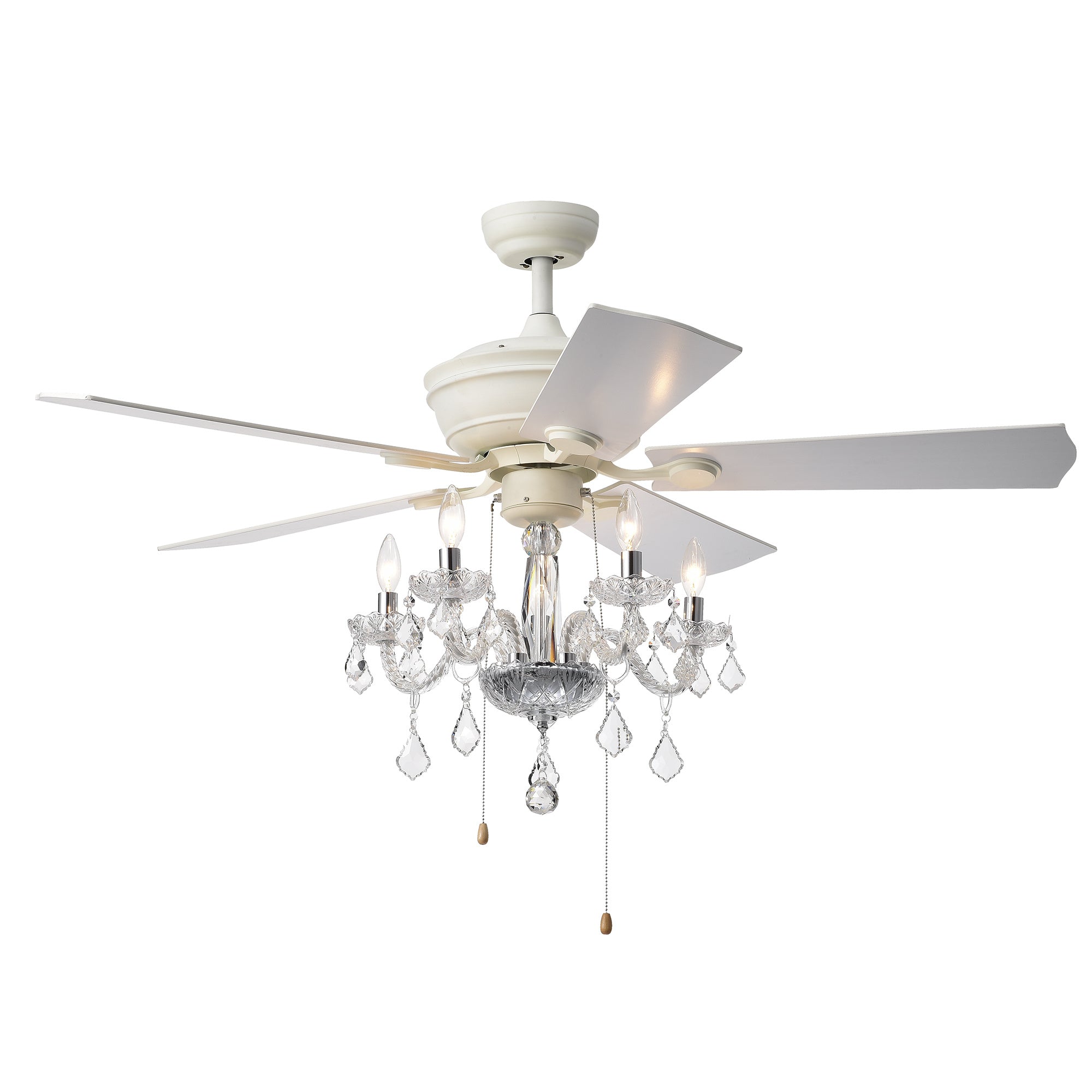 Havorand II 6-light Crystal 5-blade 52-inch White Finish Ceiling Fan