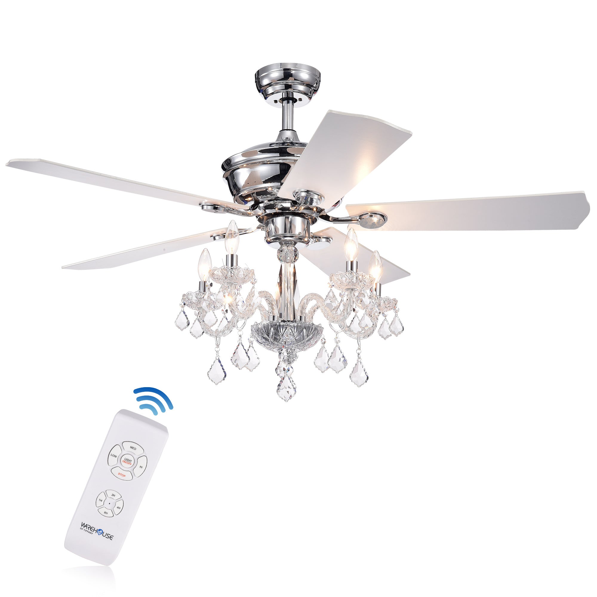 Havorand III 52-inch 5-light Chrome Lighted Ceiling Fans