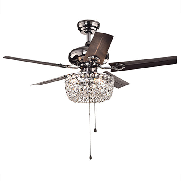 Angel 3-light Crystal Chandelier 5-blade 43-inch Brown Ceiling Fan