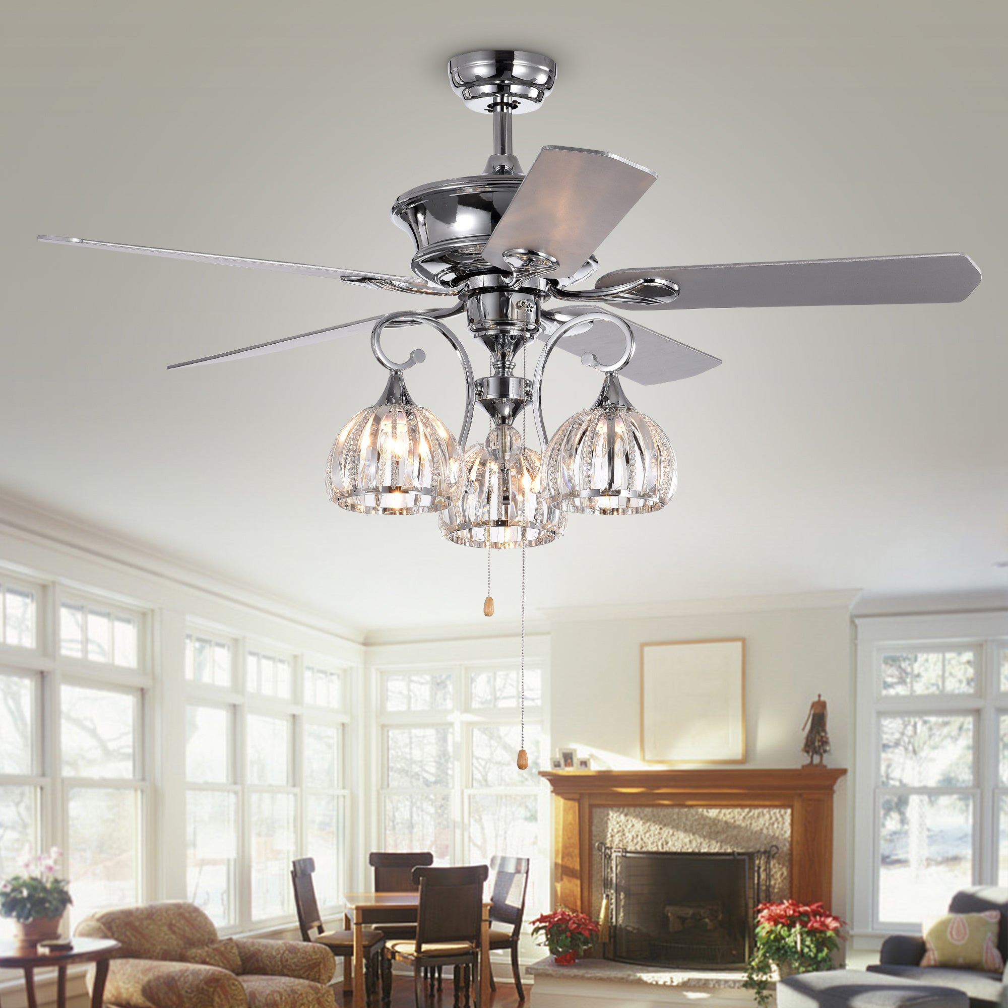 Mavyn 5-Blade 52-Inch Chrome Ceiling Fan