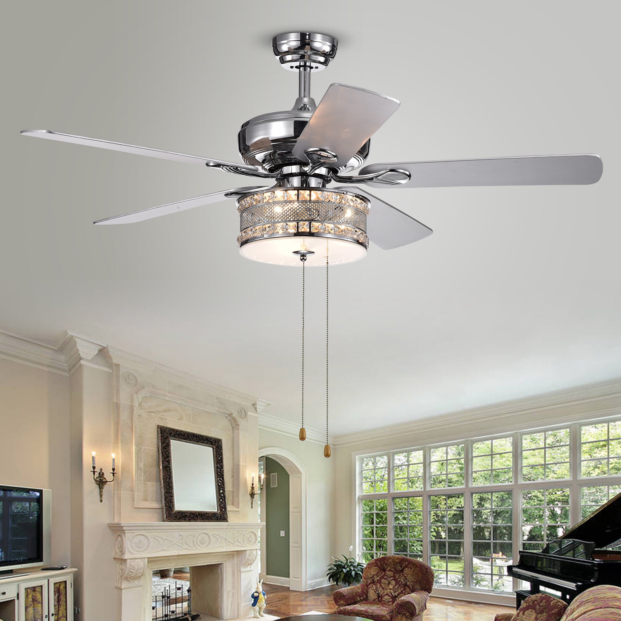 Davrin 5-Blade 52-Inch Chrome Lighted Ceiling Fans