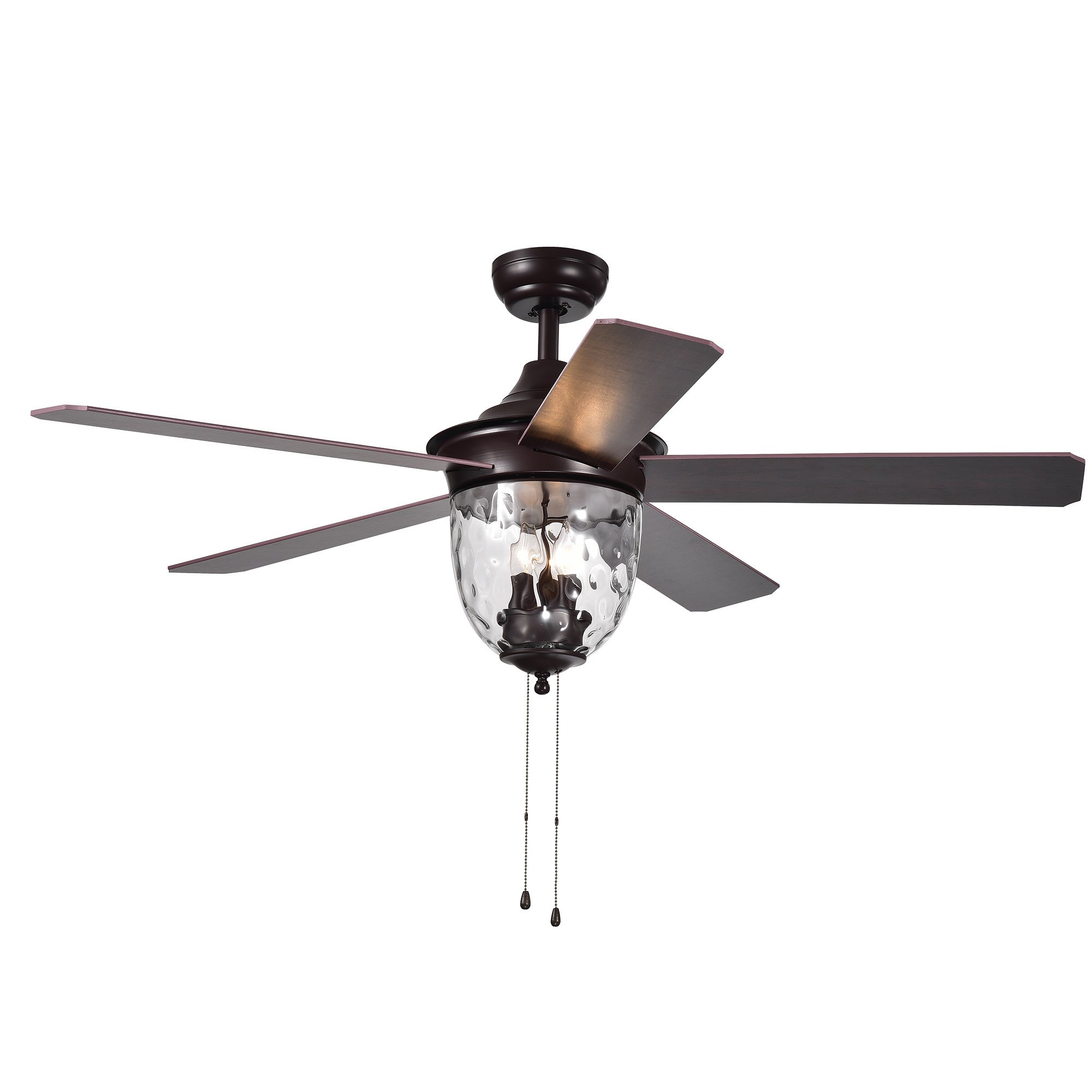 Josalie 3-light Clear Glass 5-blade Brown Finish 52-inch Ceiling Fan