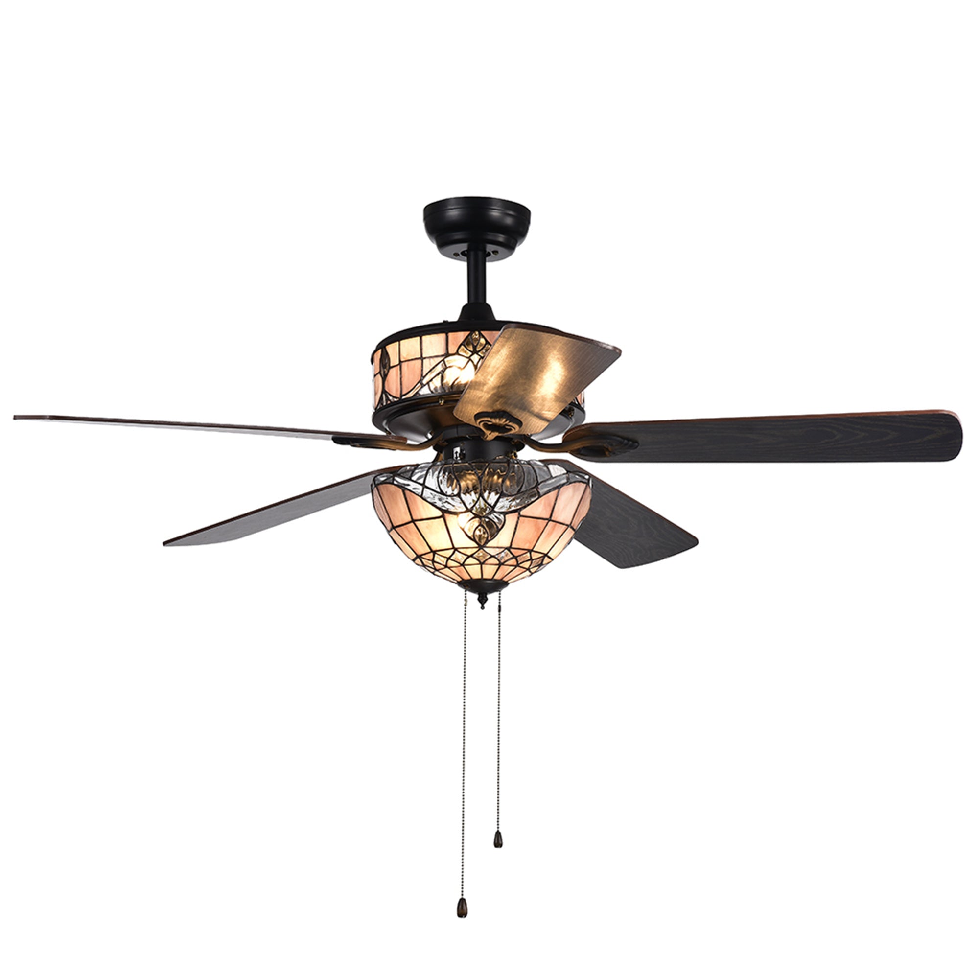 Orla 6-Light Baroque Tiffany 5-Blade 52-Inch Black Ceiling Fan