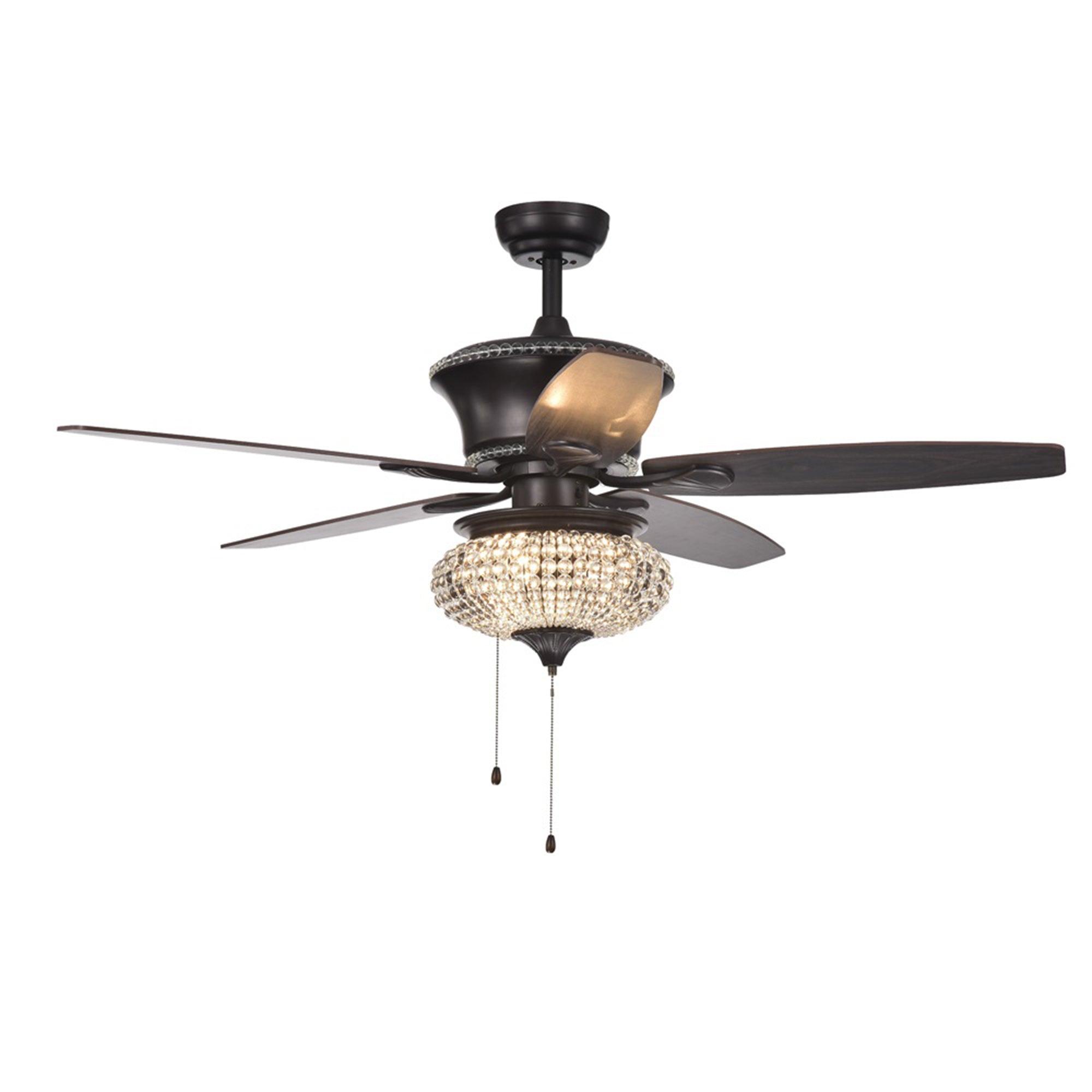 Vasilisa 52-Inch 5-Blade Ceiling Fan Crystal Shade Brown Finish