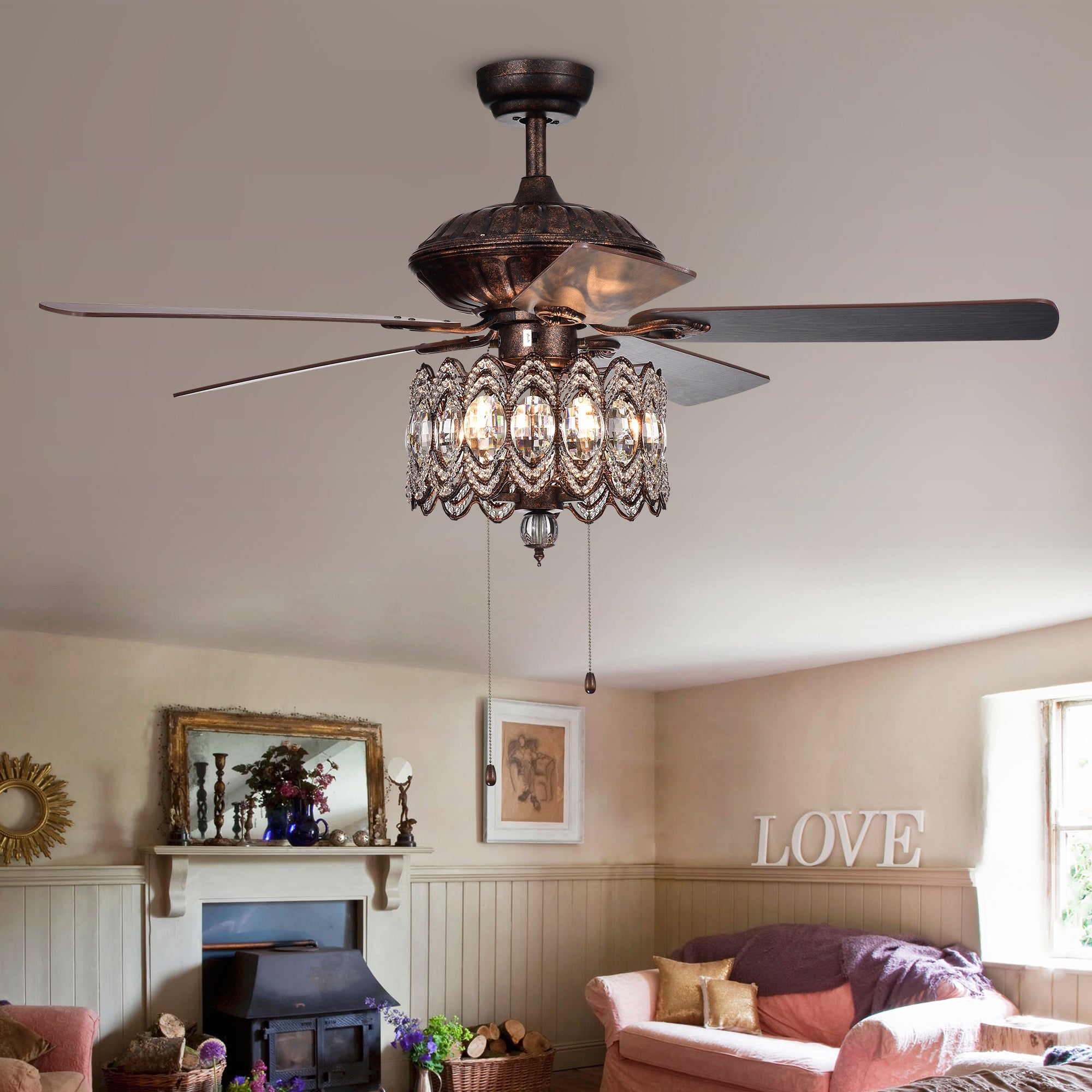 Copper Grove Dejes 52-in. Rustic Bronze Chandelier Ceiling Fan