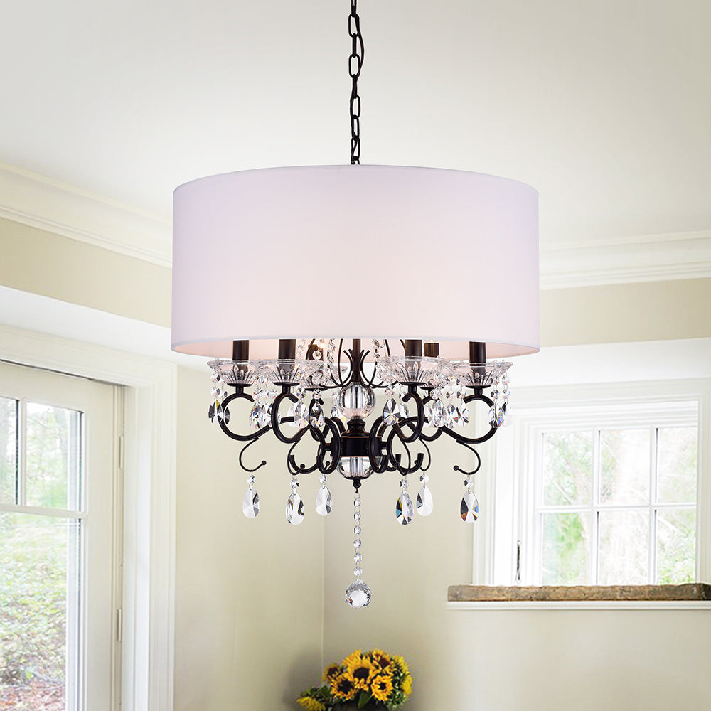 Warehouse of Tiffany Ninian Oiled-rubbed Bronze Crystal/Metal 6-light Chandelier