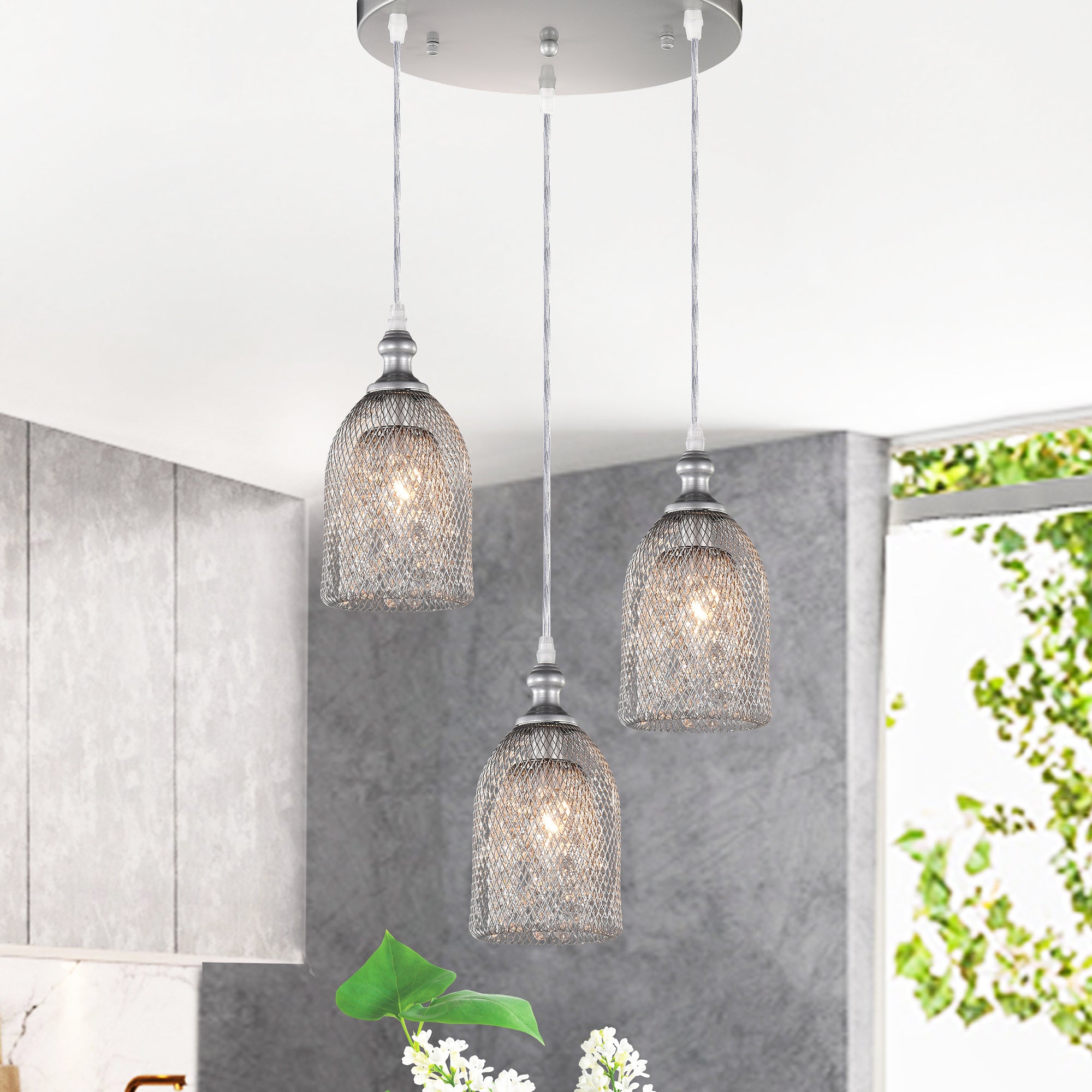 Haydar Silver 3-light Pendant