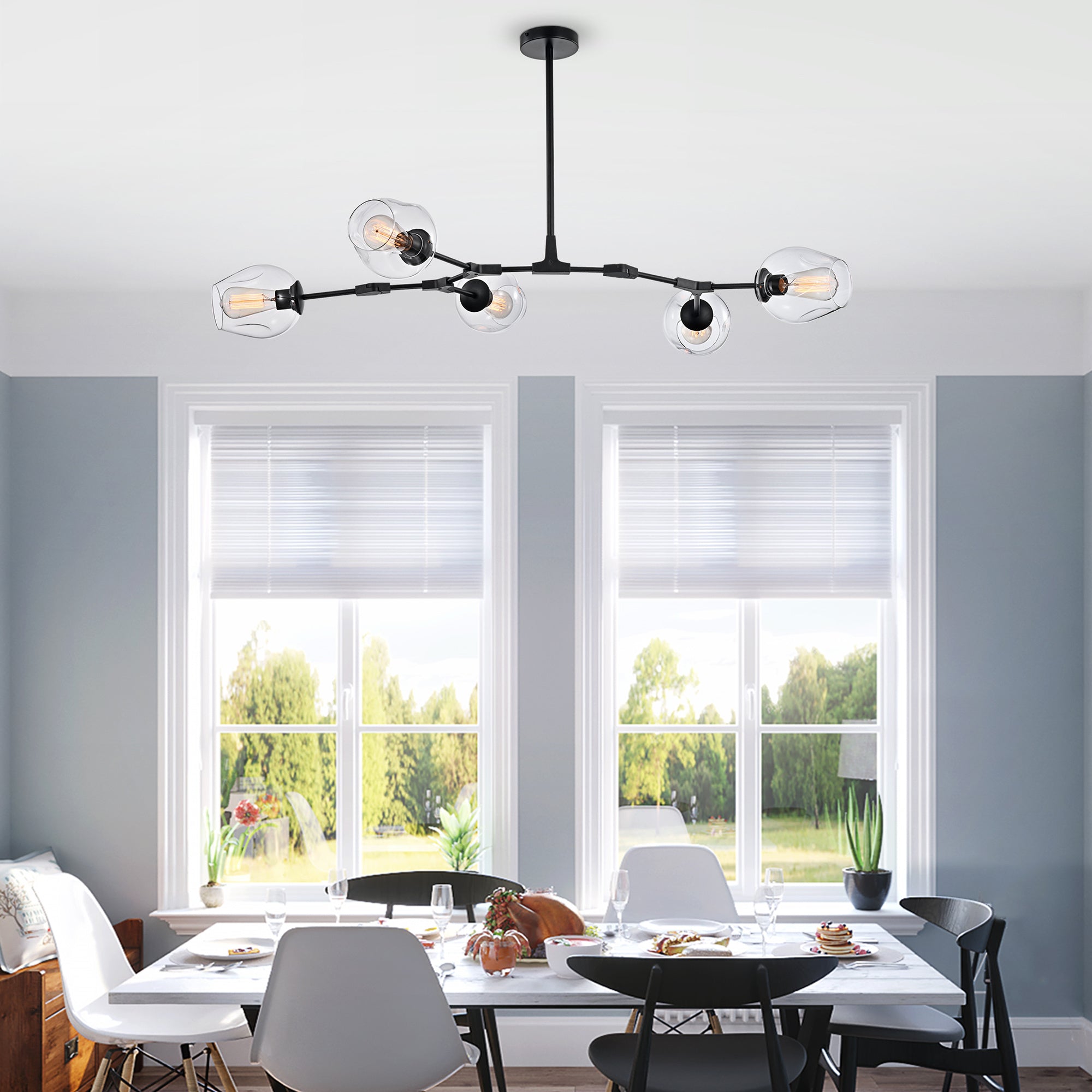 Nette Black 5-light Chandelier