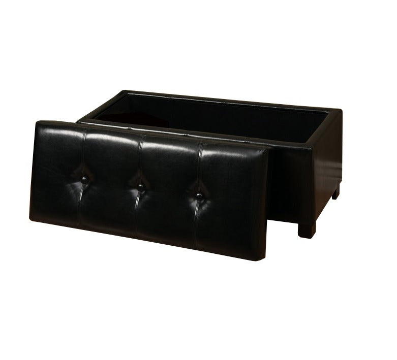 Warehouse of Tiffany Ariel Black Faux-Leather Storage Bench with Removable Lid