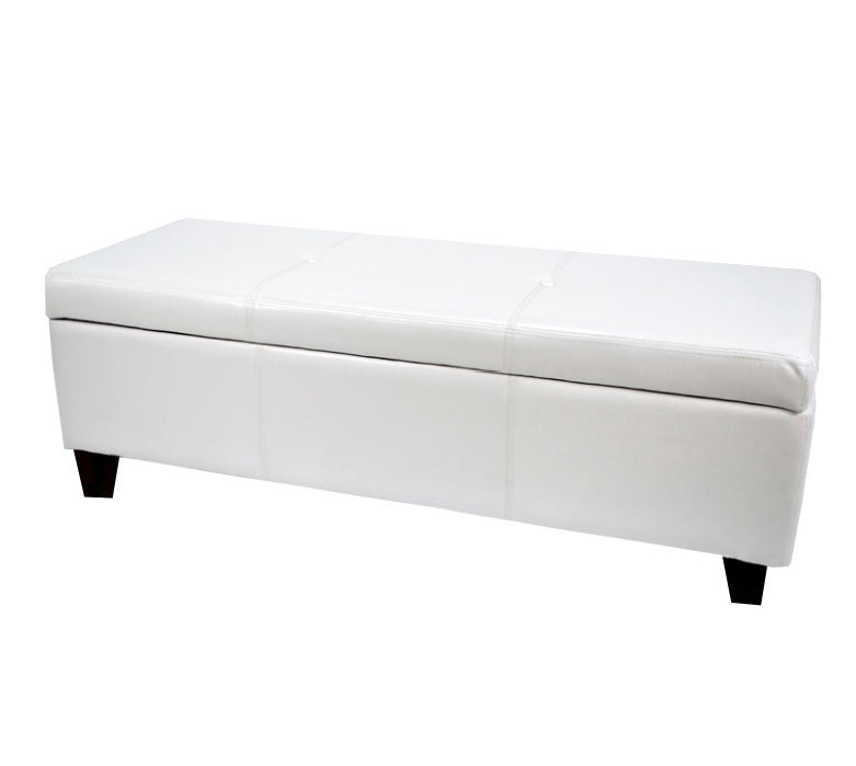 Warehouse of Tiffany 'Sharon' White Button Tufted Faux Leather Storage Bench