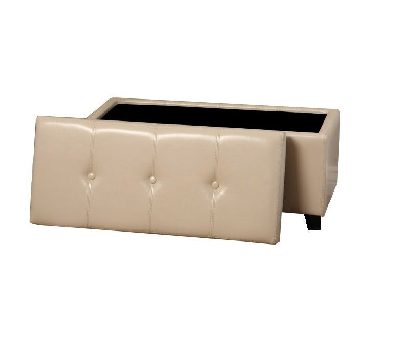 Warehouse of Tiffany Ariel Ivory Button-top Faux-Leather Storage Bench