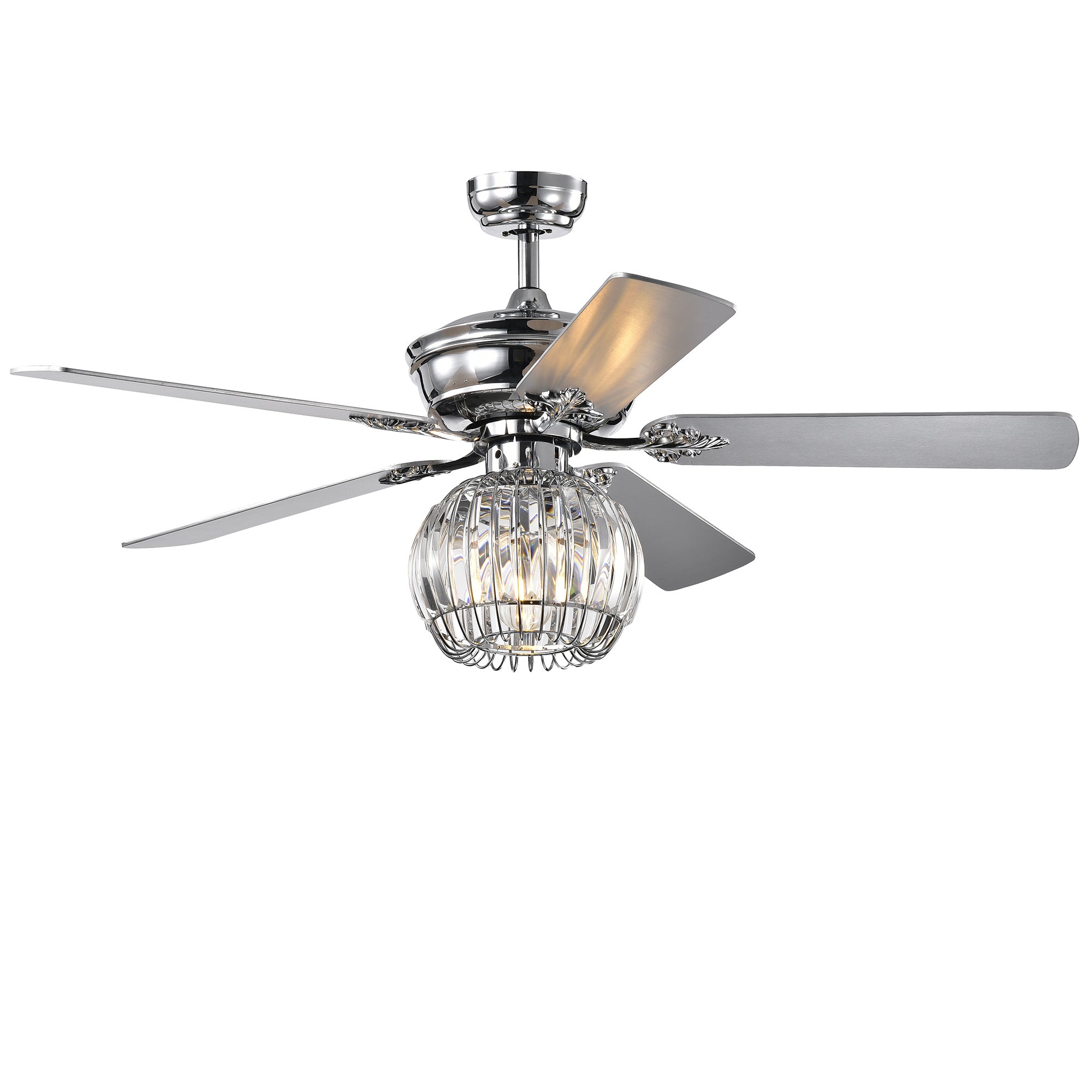 Dalinger Chrome 52-inch Lighted Ceiling Fan with Globe Crystal Shade