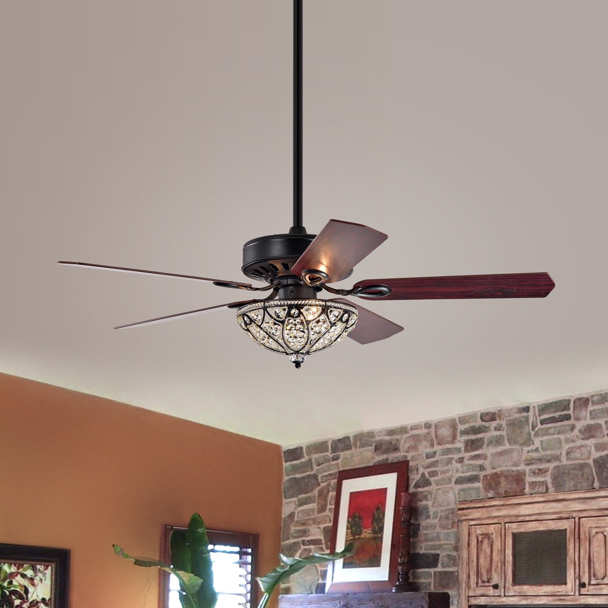 Lanette Matte Black 52-Inch 5-Blade Lighted Ceiling Fan