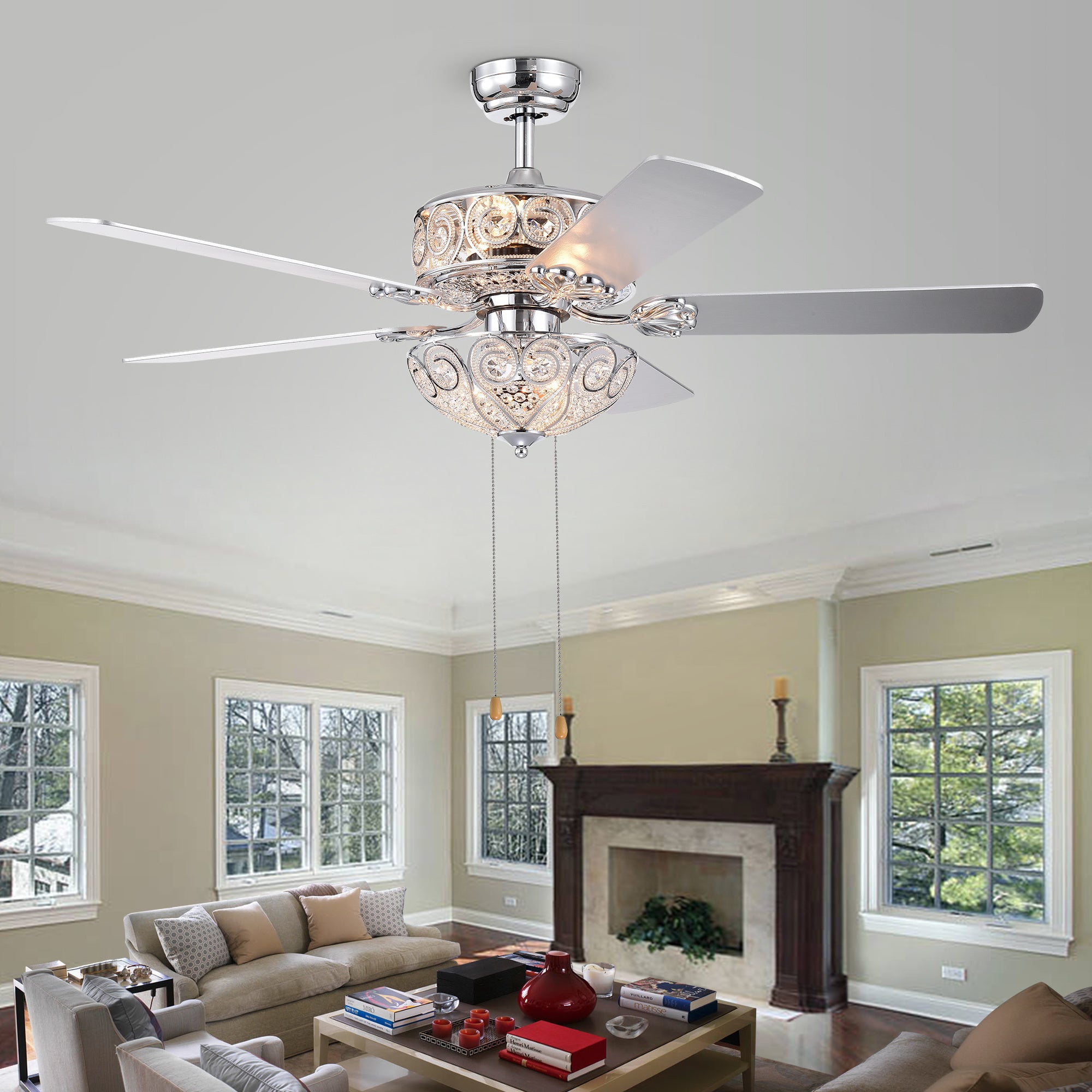 Catalina Chrome-Finish 5-blade 52-inch Crystal Ceiling Fan