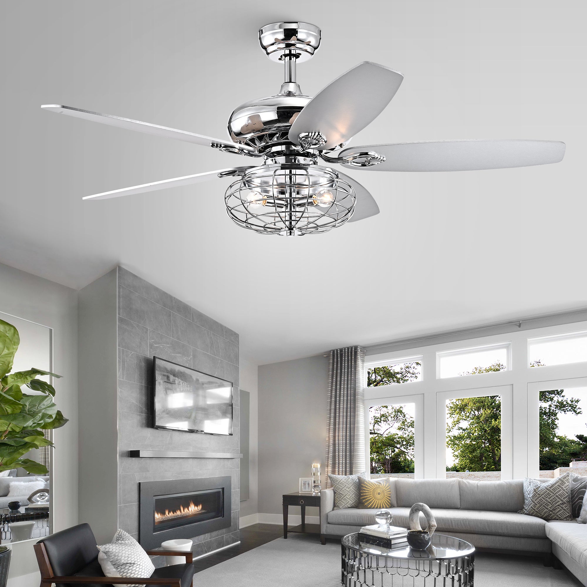 Chi Chrome 52 inch 5 Blade Ceiling Fan