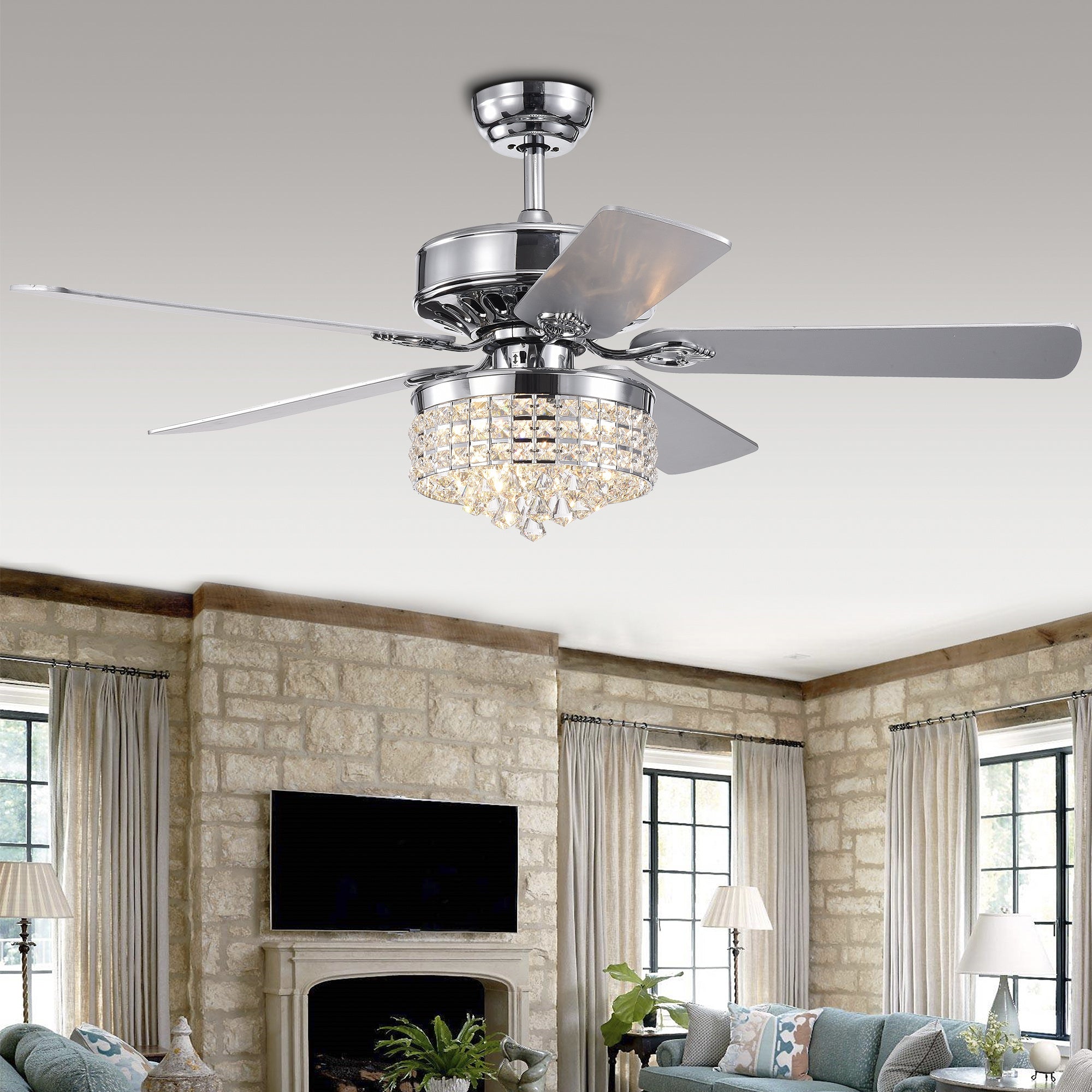 Letta 52-Inch 5-Blade Chrome Lighted Ceiling Fan