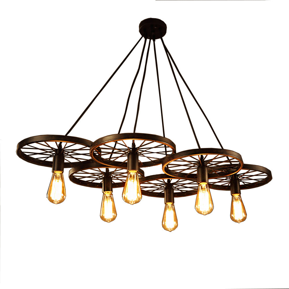 Nathaniel 6-light Black 41-inch Edison Chandelier with Bulbs