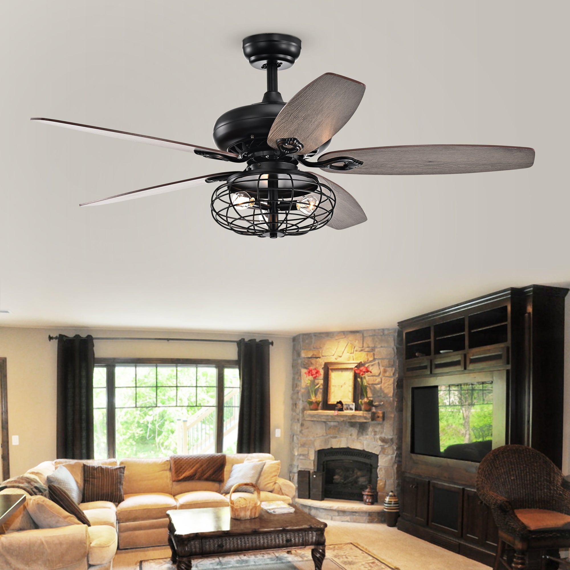 Joye Matte Black 52-Inch 5-Blade Lighted Ceiling Fan