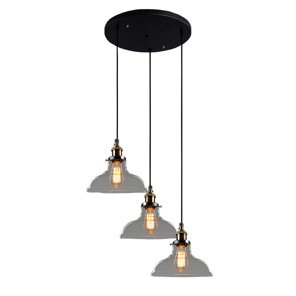 Esmeralda Adjustable Cord 3-light Clear Glass Edison Lamp