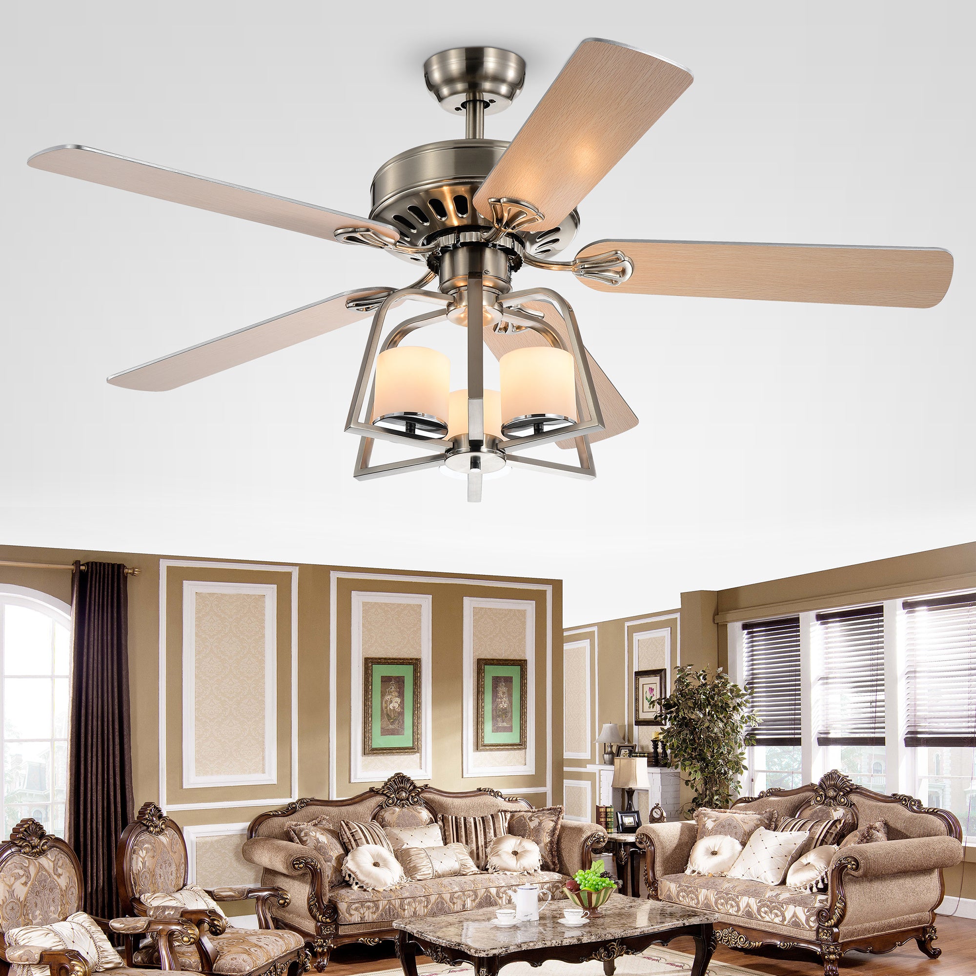 Edreyan Satin Nickel 52 inch 5 Blade Ceiling Fan