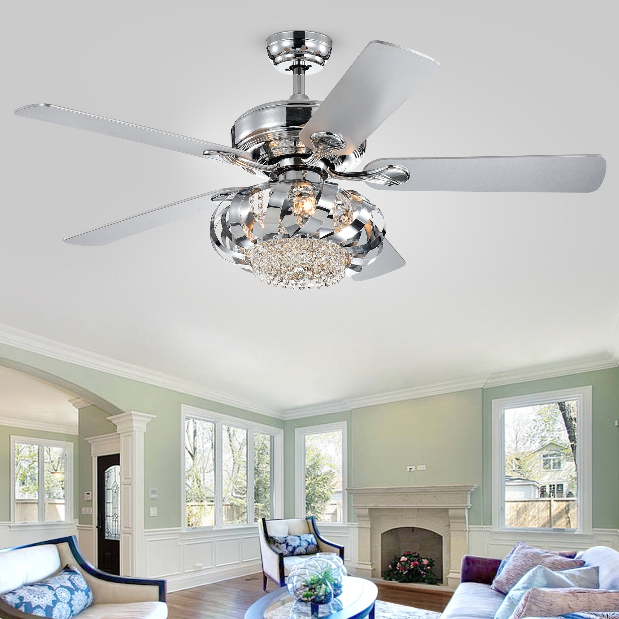 Rexie Chrome 52-inch 5-Blade Lighted Ceiling Fan (Includes Remote)