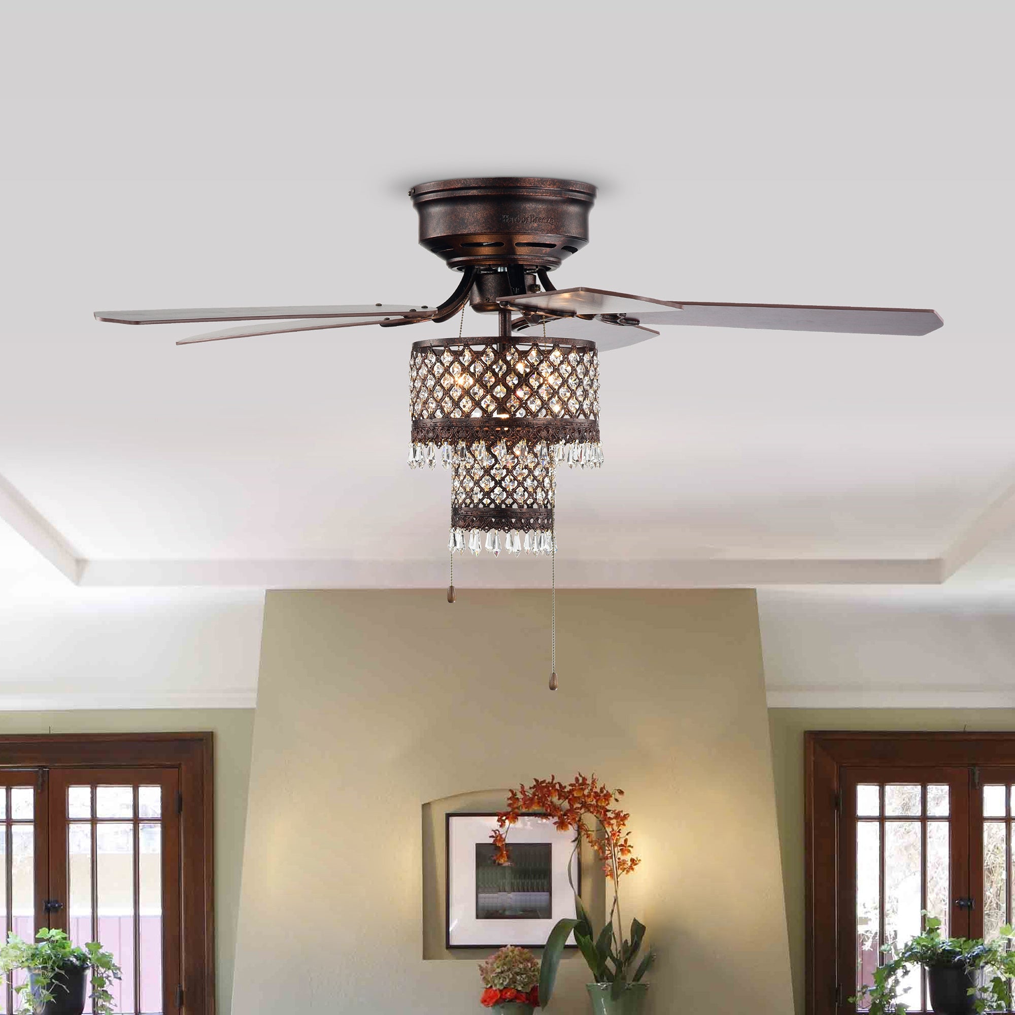 Arin Rustic Bronze 52-Inch 5-Blade Lighted Flush Mount Ceiling Fan