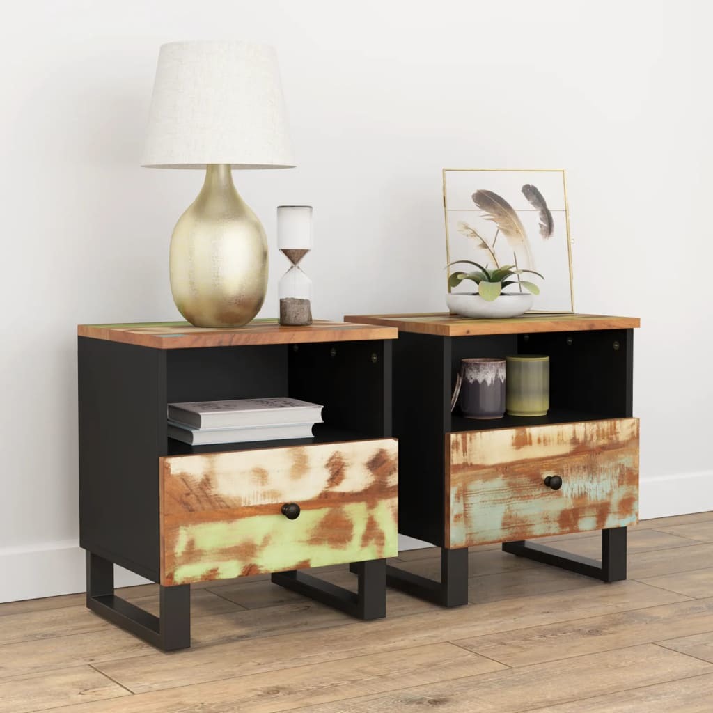 Bedside Cabinets 2 pcs Solid Wood Reclaimed&Engineered Wood