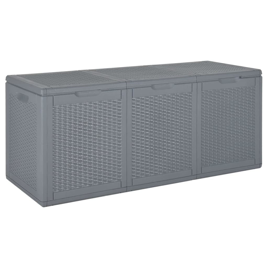 Patio Storage Box Gray PP Rattan 71.3 gal