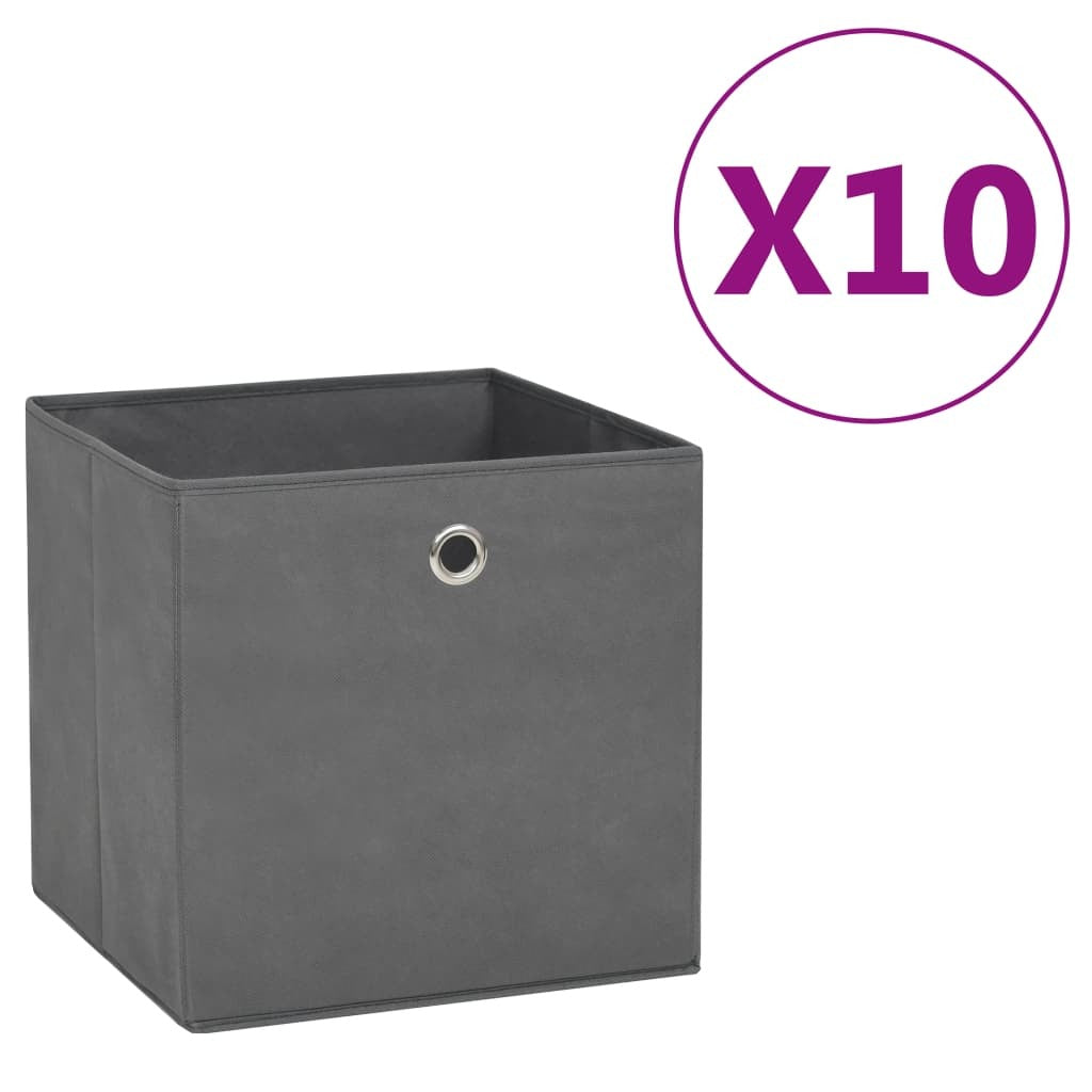 Storage Boxes 10 pcs Non-woven Fabric 11"x11"x11" Gray